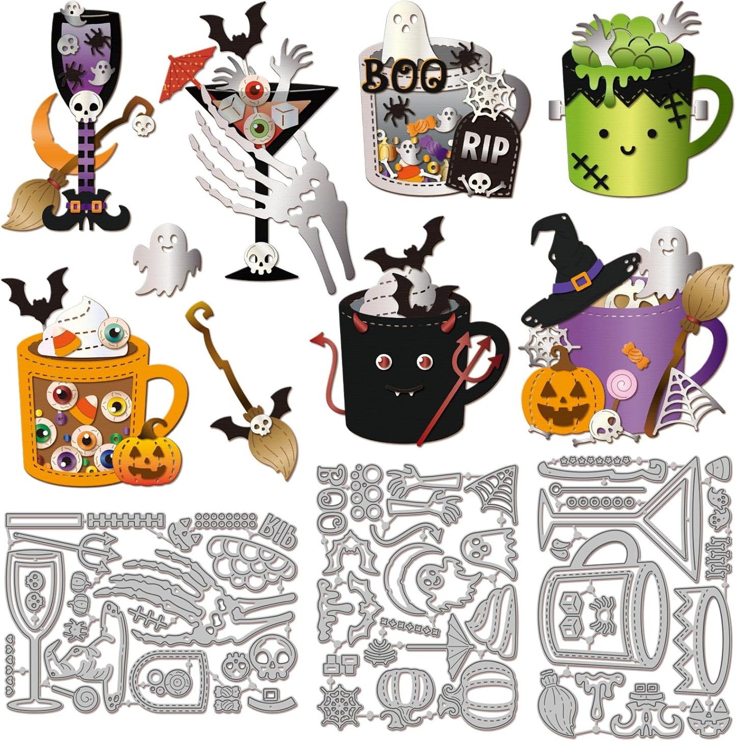 GLOBLELAND Halloween Cup Cutting Dies for Card Making Wine Glass Cut Die for DIY Scrapbooking Journal Embossing Paper Craft Decor