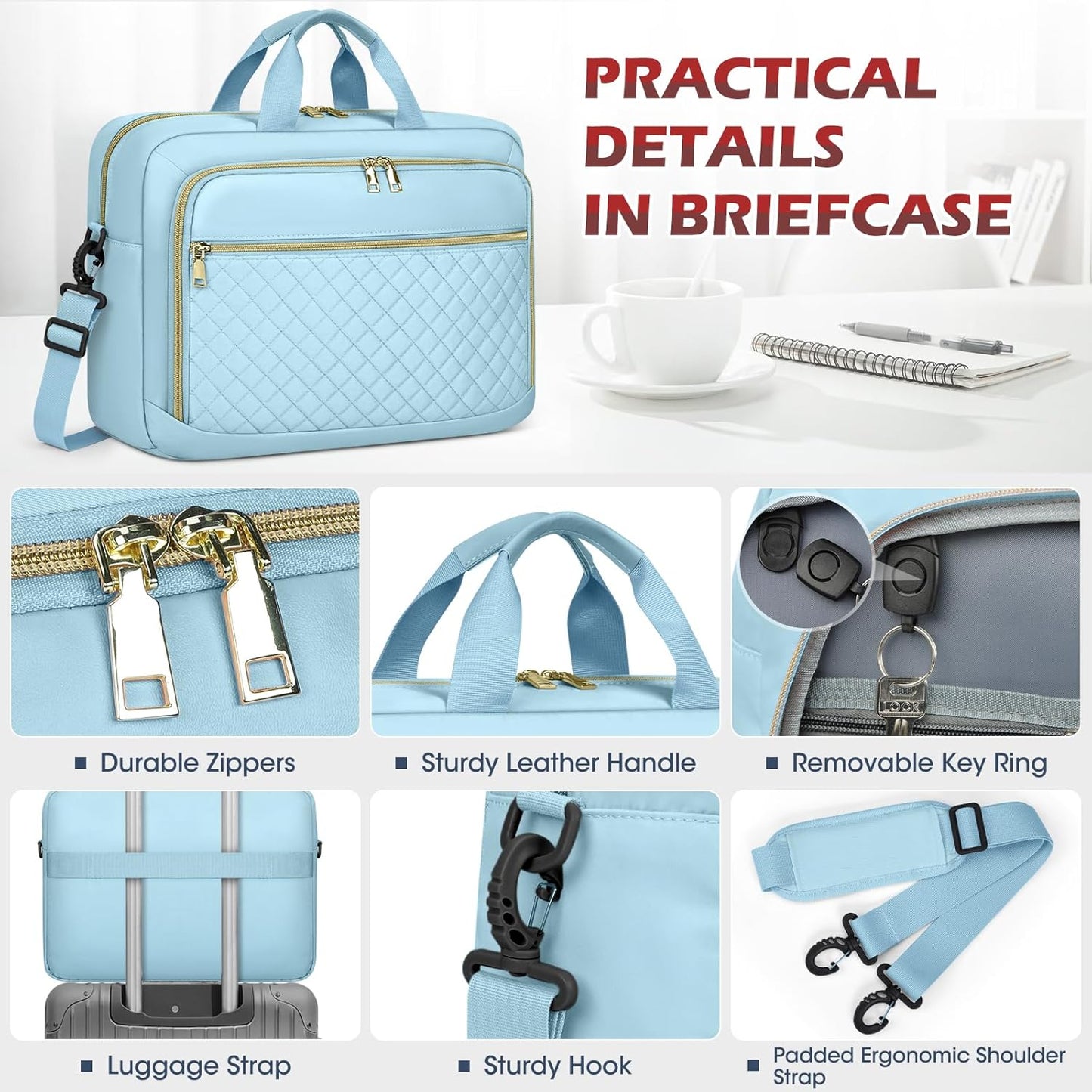 NEWHEY Laptop Bag 17.3 Inch Laptop Briefcase for Women Men Waterproof Shoulder Messenger Bag Large Computer Bag for Business Office Work College, Blue