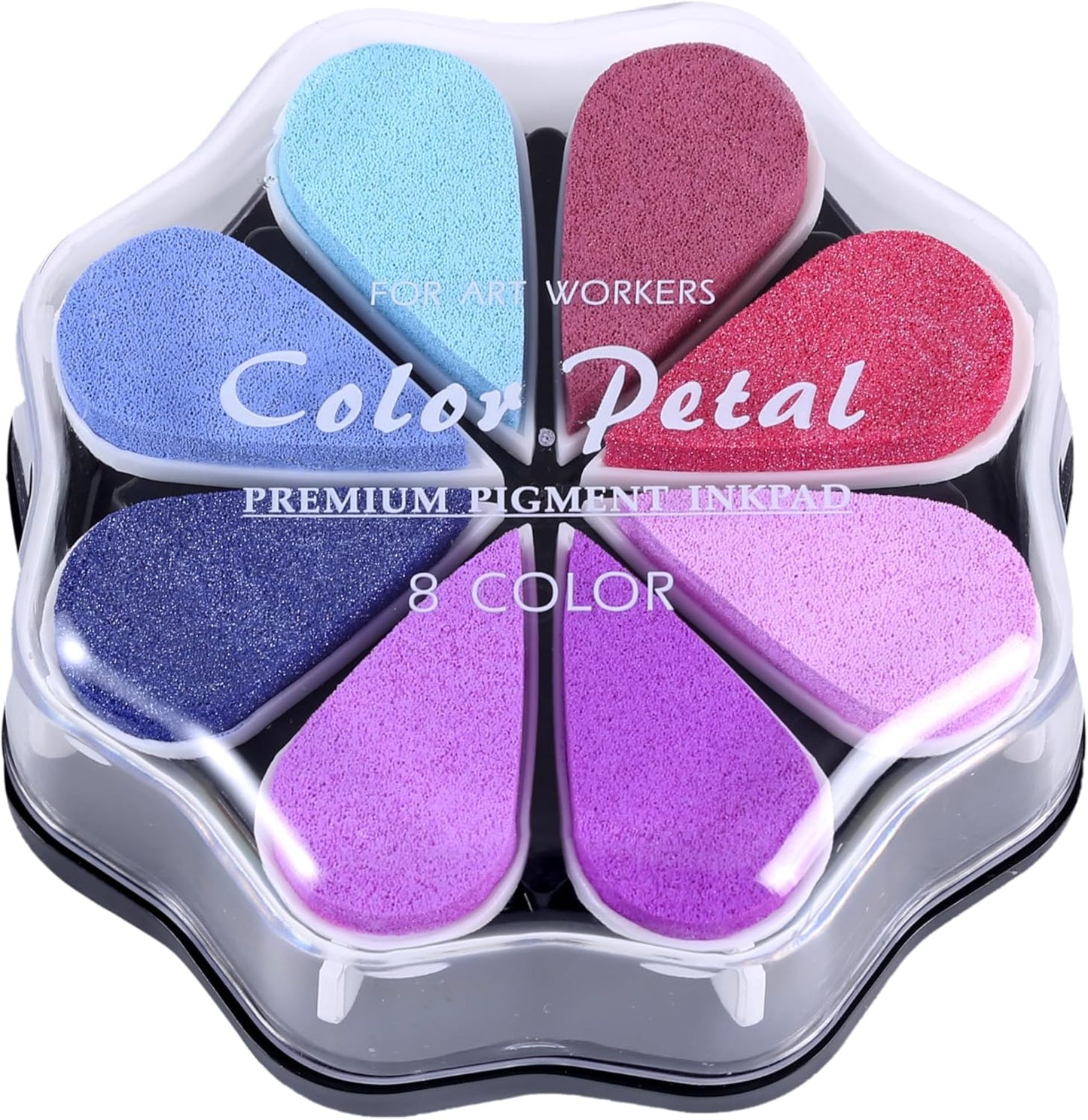 YPSelected 8 Assorted Multi Colours Waterdrop Shaped Craft Rubber Stamps Petal Ink Pads for Paper Wood Fabric (Set 1029)