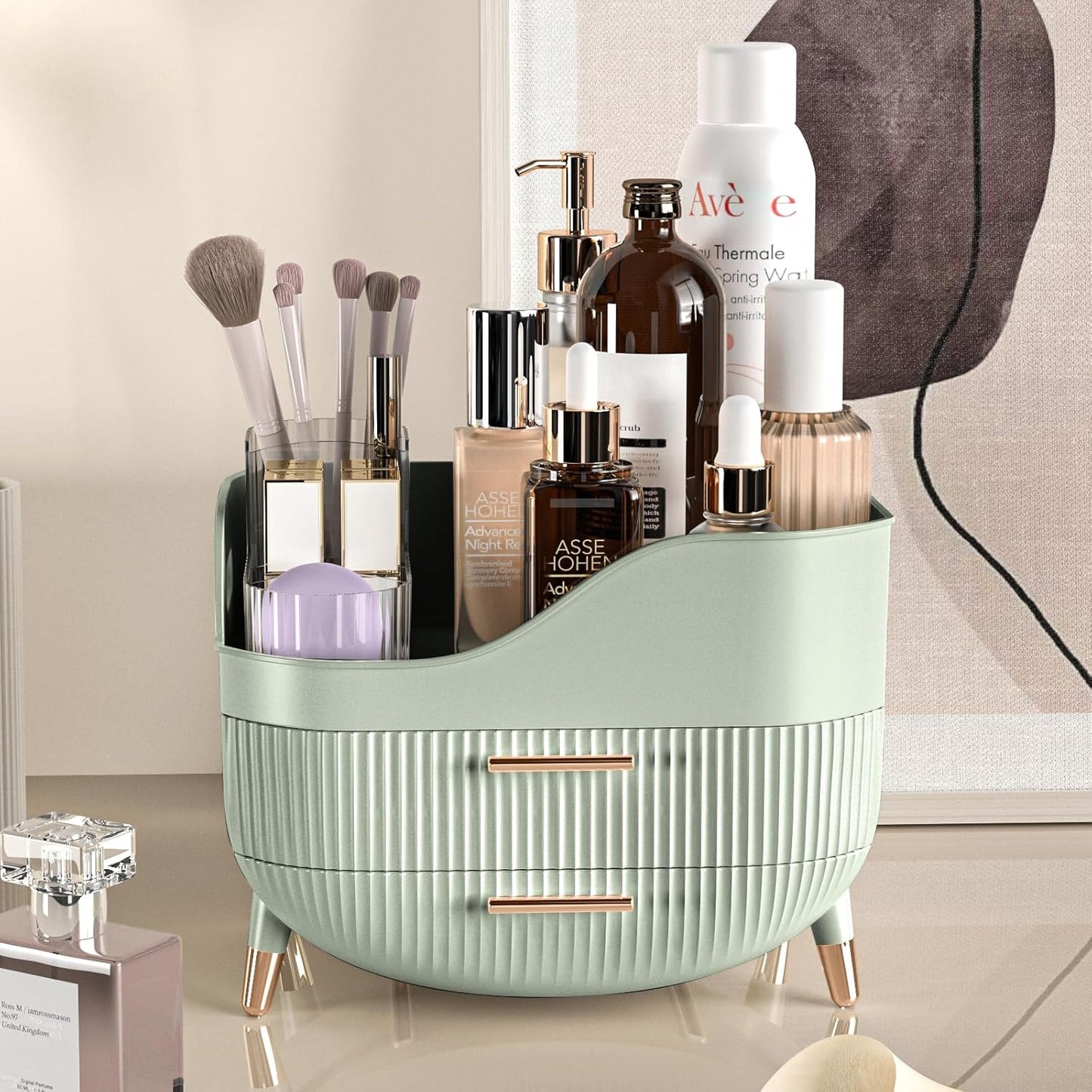 Makeup Organizer with Drawers,Skincare Organizer for Vanity,Storage Box with Handle,Large Cosmetic Display case for Dresser, Bathroom Countertop