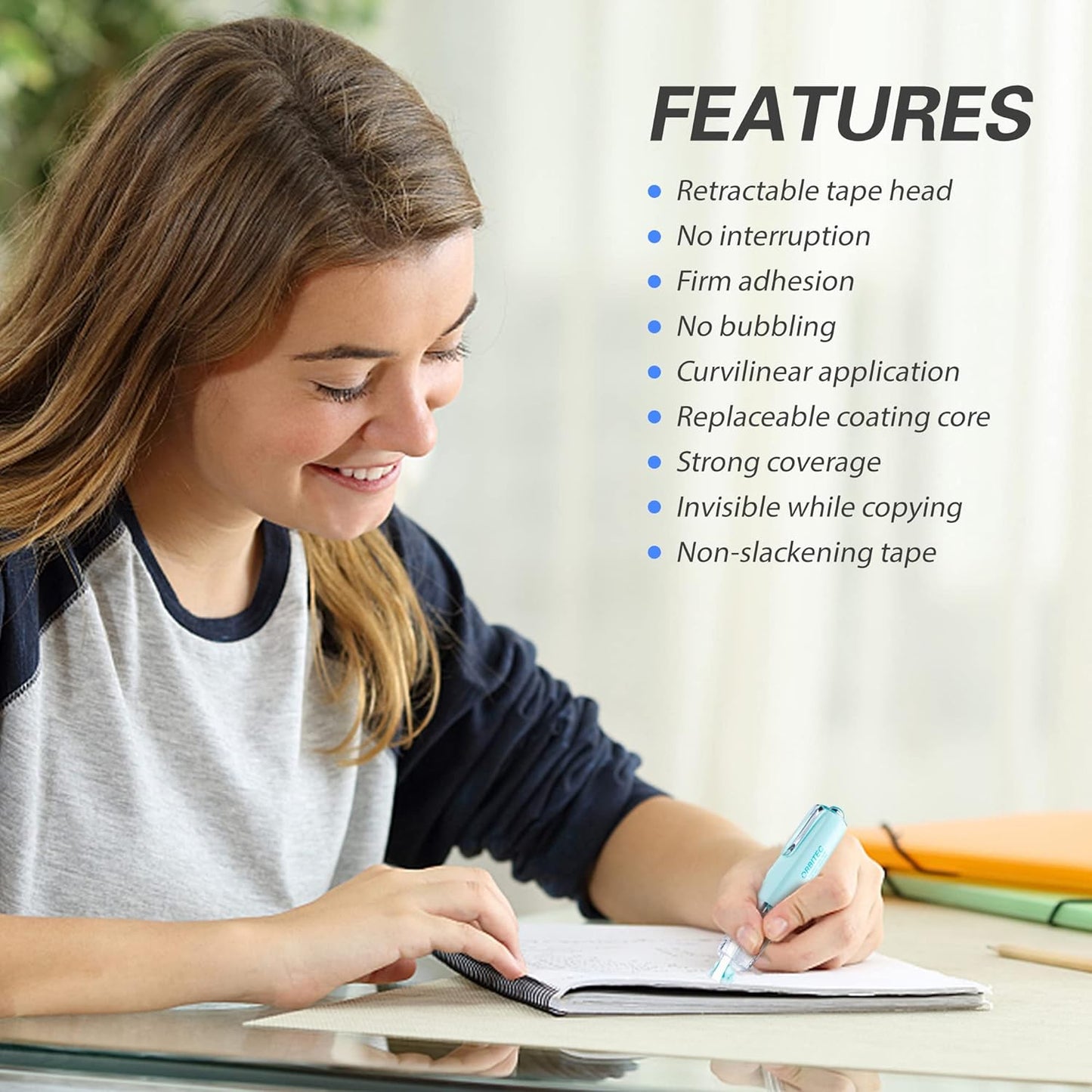 Refillable Retractable White Correction Tape, Mini Small Japan Aesthetic Cute Correction Tape Pen, with Easy to Refill Pen Applicator,for Kawaii School Office Supplies