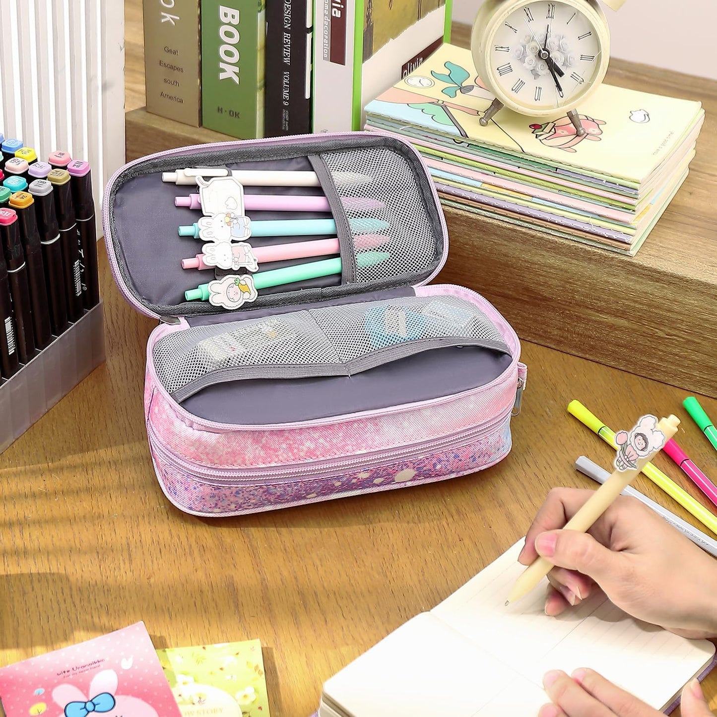 Pencil Cases for kids, Large Capacity Pencil Pouch, Office College School Marker Organizer Case pen for Men Women Adult Teens