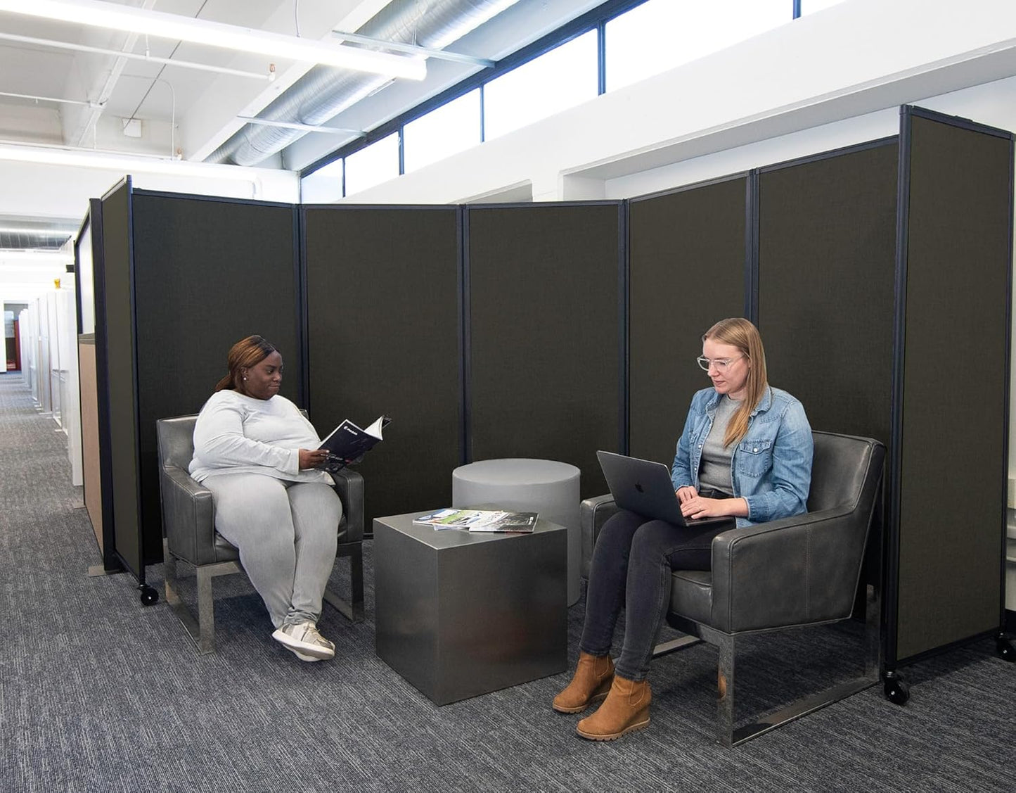 Versare Room Divider 360 Portable Wall Partition | Folding Panels | Large Freestanding Divider | Locking Wheels | Temporary Room Separator