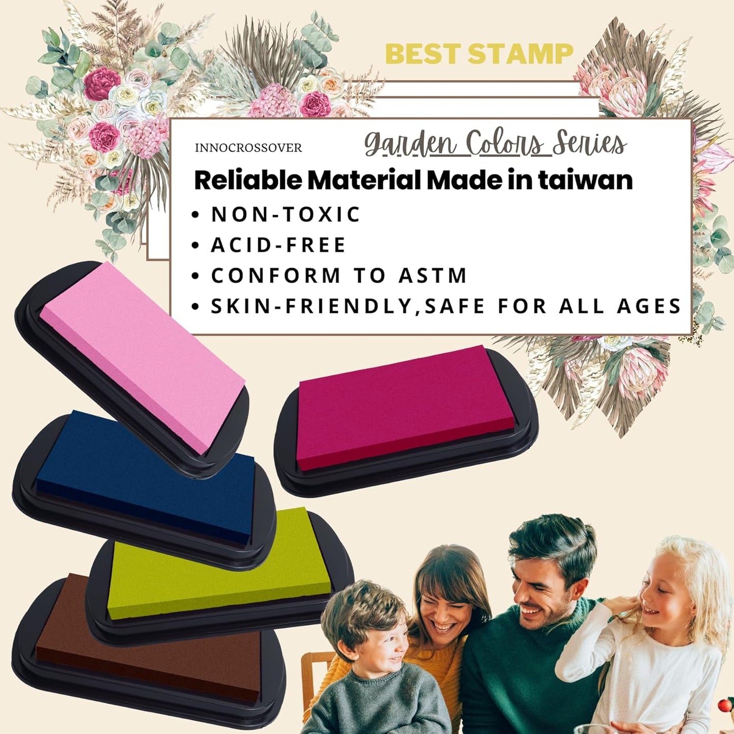 Washable Ink Pad, Best Stamps for Kids, Kids Crafts, Paw Print Kit, Baby Footprint Kit, Stamp Pads on Scrapbooking, Fingerprint Ink Pad, Easy to Wash Off Skin | Large | Safe Non-Toxic (Indigo Blue)