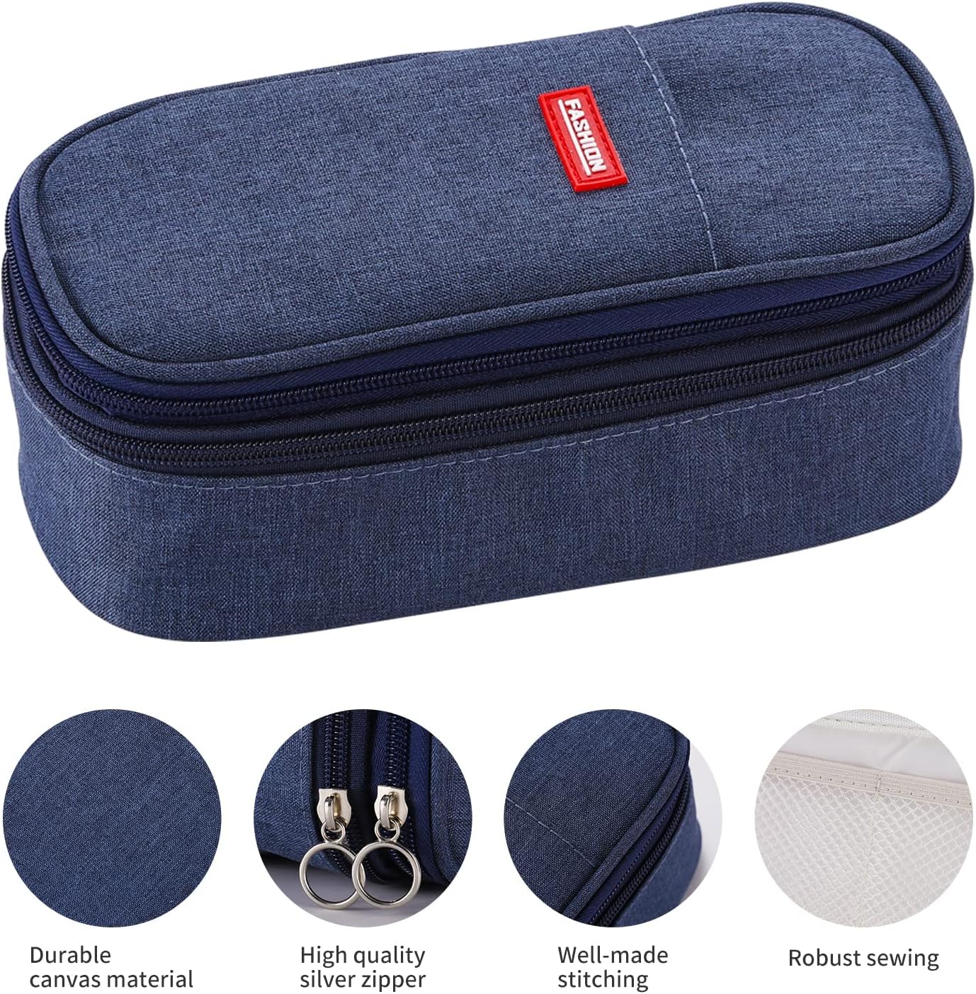 Big Pencil Case Large Capacity Pencil Bag with Zipper Pencil Pouch for Boys Girls Kids Adults Stationery Pencil Pen Case Organizer for School Office Blue