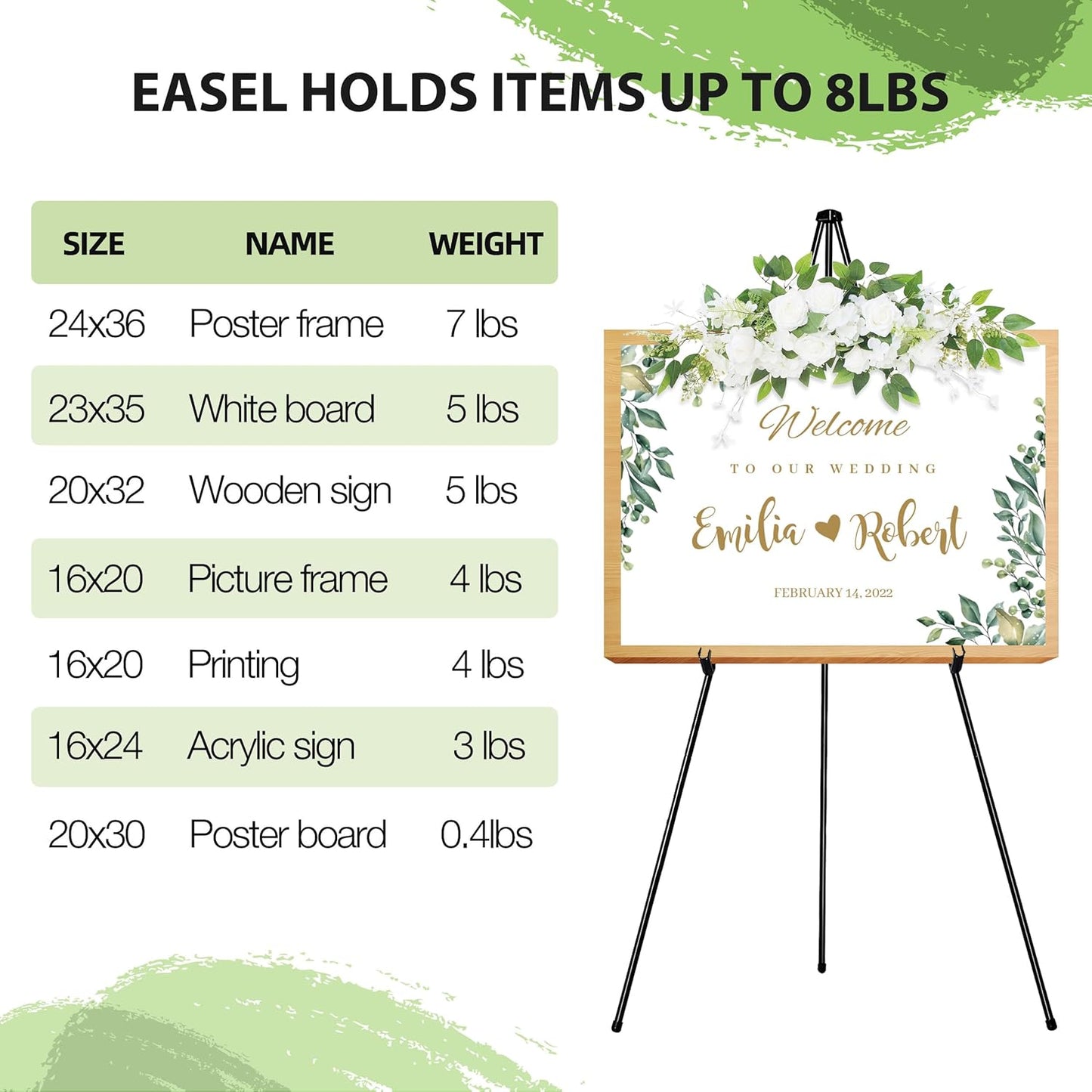 63" Display Easel Stand - 3Packs Art Easels for Wedding Sign Poster Stand Folding Floor Adjustable Metal Black Easel Instant Tripod Easel for Painting Wedding Welcome Sign Stand