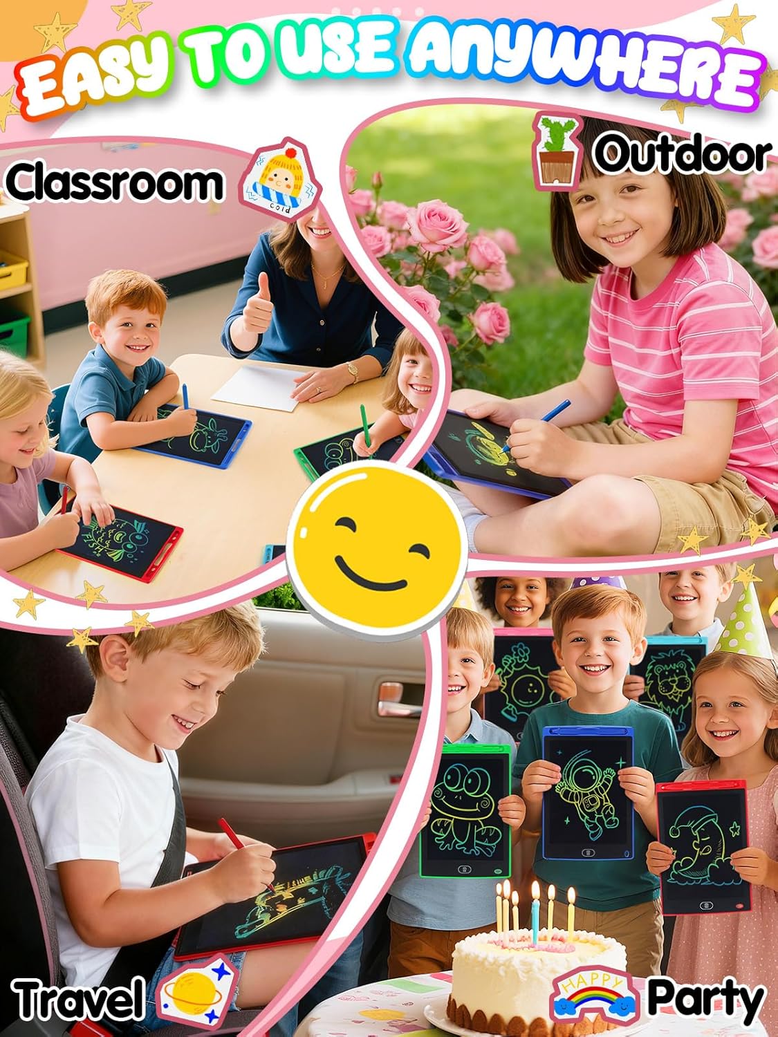 LCD Writing Tablet for Kids Party Favors Bulk - 24 Pack 8.5in Colorful Doodle Board, Erasable Drawing Pad for Goodie Bags Stuffers Birthday Gifts, Learning Travel Toys for Girls Boys Aged 3 4 5 6 7 8