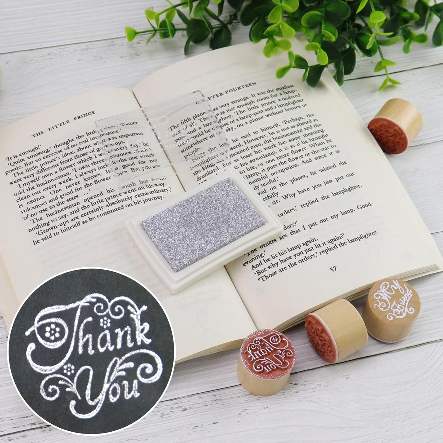 Craft Ink Pad for Rubber Stamps, Paper, Wooden, Fabric, Scrapbooking, Non-Toxic Finger Ink Pads for Kids (Silver)