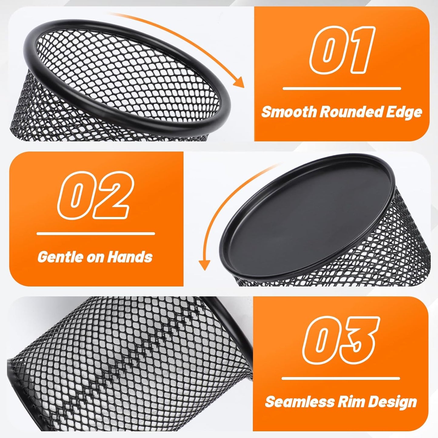 Segarty Pen Cup Holder for Desk, 12 Pack Black Pencil Holder, Round Wire Mesh Pen Container Set for Office Supply, School Classroom, Home Desktop Accessories, Makeup Brush Organizer