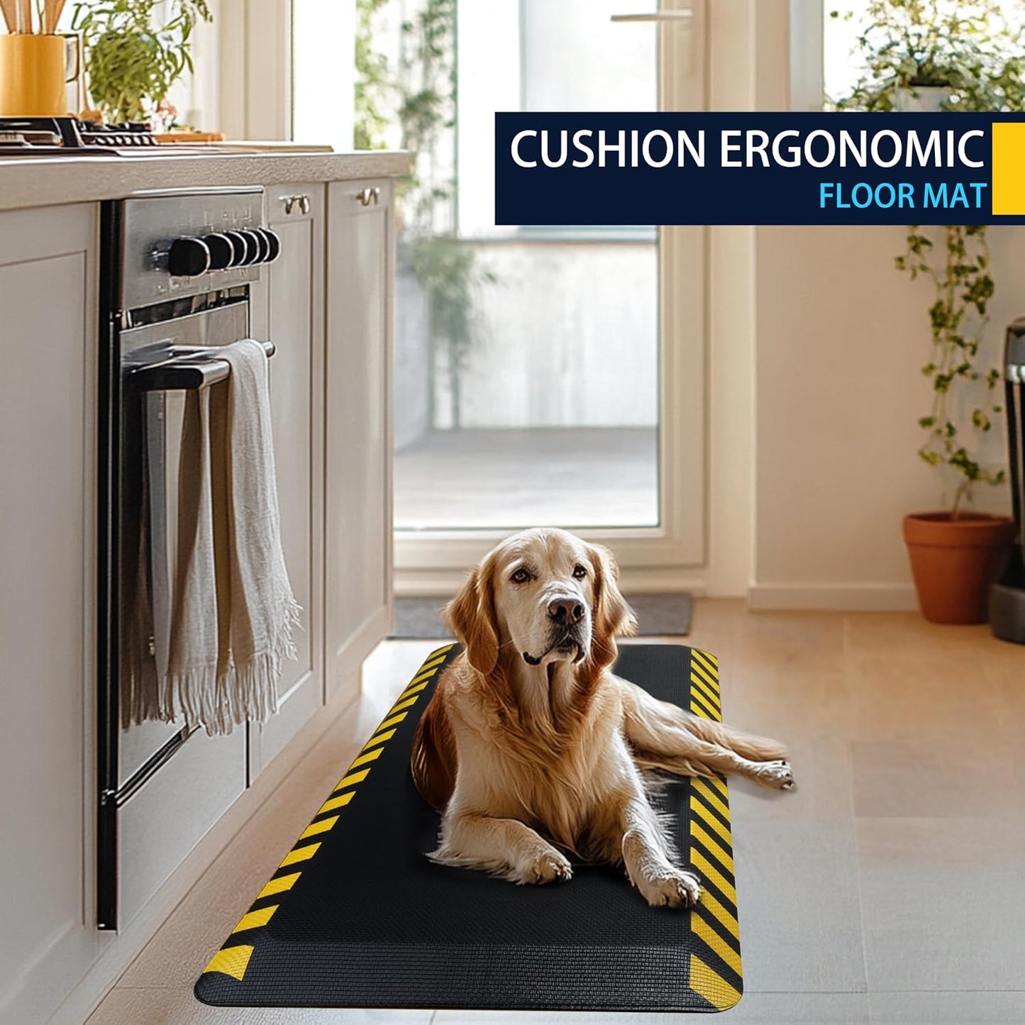 FEATOL Kitchen Mat for Floor, 9/10 Extra Thick Cushioned Anti Fatigue Floor Mat, Memory Foam Padded for Standing at Home, Kitchen, Garage, 20" x 48"-Support for Leg & Back Pain