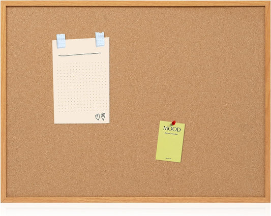 Board2by Cork Board Bulletin Board 30 x 42, Oak Framed 4x3 Corkboard, Office Board for Wall Decor, Large Wall Mounted Notice Pin Board with 15 Push Pins for School, Home & Office