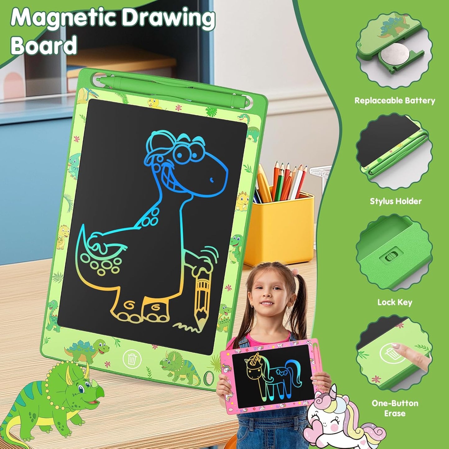 4 Pack LCD Writing Tablet for Kids, 8.5 Inch Colorful Doodle Board Drawing Pad, Party Favor Educational Learning School Prize Birthday Gifts for Boys Girls Age 3 4 5 6 7 8