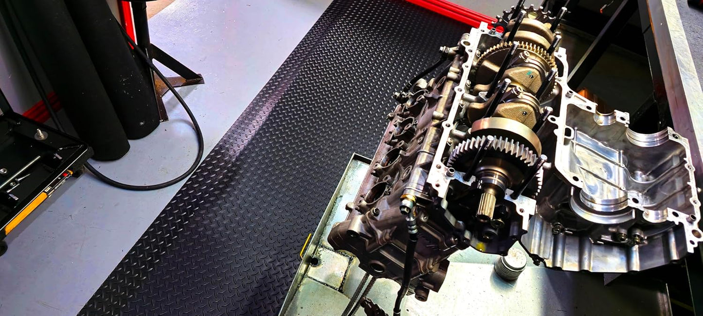 Rhino Mats, American Classic Diamond Anti-Fatigue Mats, Industrial Ergonomic Comfort Standing Mat for Work, Home, Garage, Office, Kitchen or Anywhere (Black 9/16" Thick, 2 FT. x 22 FT.)