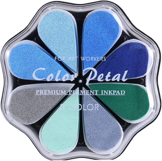 YPSelected 8 Assorted Multi Colours Waterdrop Shaped Craft Rubber Stamps Petal Ink Pads for Paper Wood Fabric (Set 1021)