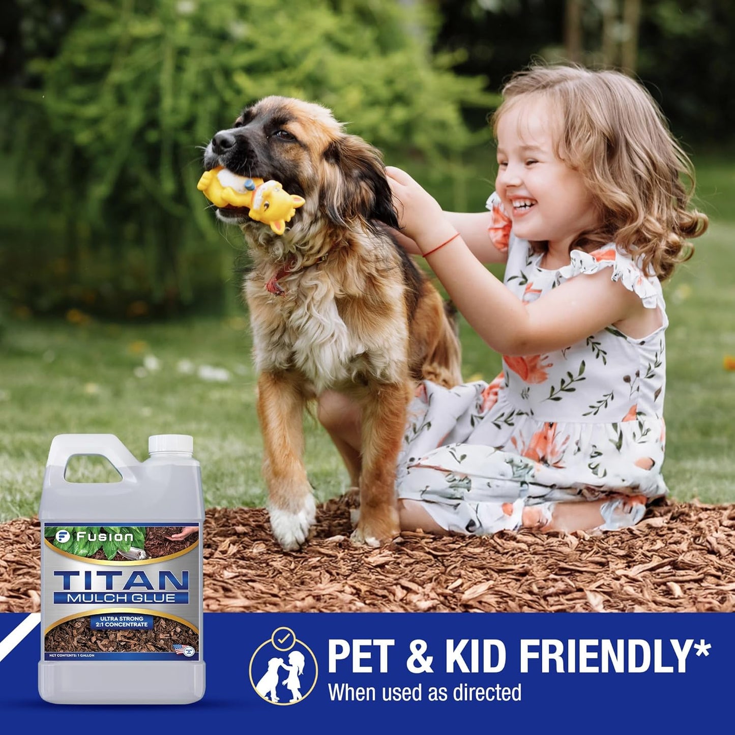 Titan Mulch Glue for Landscaping, Fast-Dry, Non-Toxic, Strong Mulch Glue for Rocks, Prevents Washout & Erosion in Flowerbeds & Gardens, Long-Lasting Stabilizer (128 Fl Oz) by Fusion Chemical