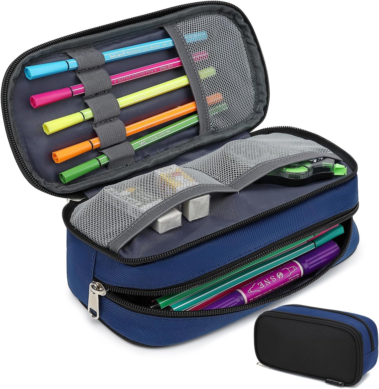 Large Capacity Pencil Case Multi-Slot Pencil Pouch Durable Pencil Box Portable Office Pen Bag with Zipper