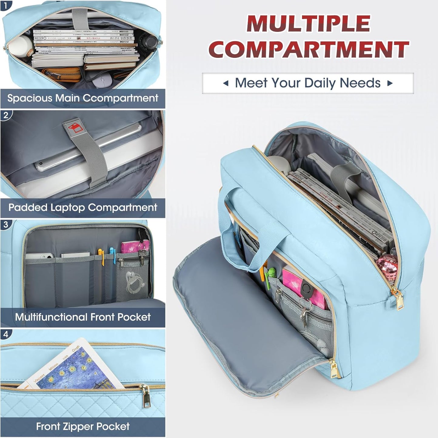 NEWHEY Laptop Bag 17.3 Inch Laptop Briefcase for Women Men Waterproof Shoulder Messenger Bag Large Computer Bag for Business Office Work College, Blue