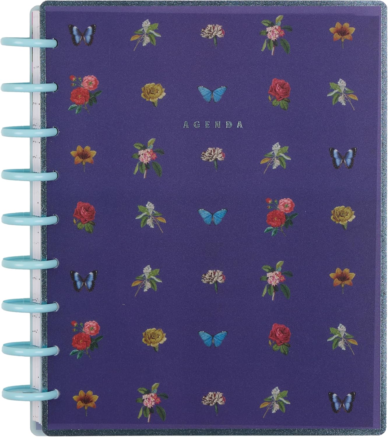 Happy Planner Disc-Bound Planner Jan.–Dec. 2026, Includes 3 Extra Months and 2 Sticker Sheets, Classic Size, 7" x 9.25", Dashboard Layout, Blue Botanical Year