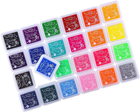 Set of 24 Colors 3 x 3cm Mini Craft Ink Pads for Paper Wood Fabric for Rubber Stamps