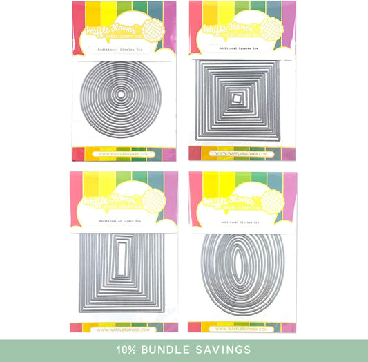Waffle Flower Nesting Basics Dies Bundle 2 - Panels Mats Layers Craft Dies - Rectangles & Ovals, Circles & Squares