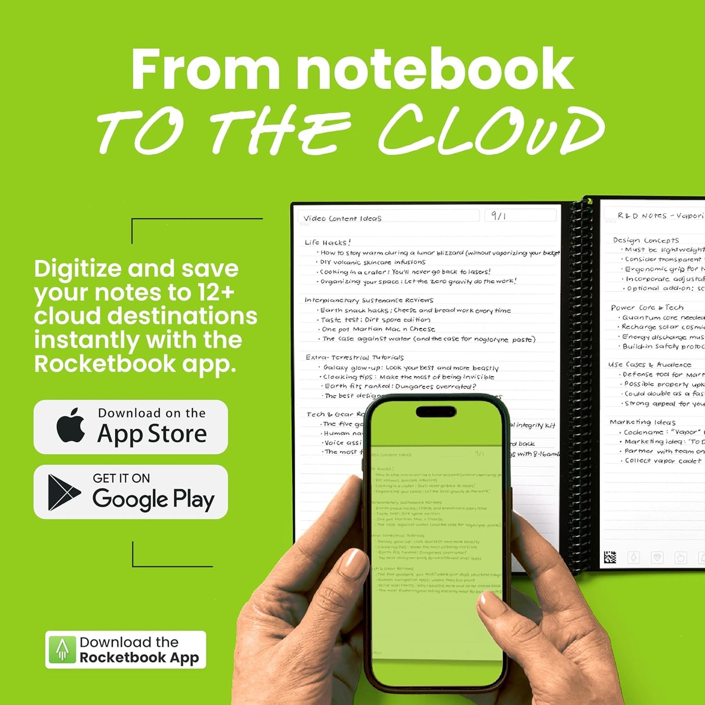Rocketbook New Core Reusable Spiral Notebook, Executive Size 6x8.8, Navy Blue - Lined Pages, App-Connected, Erasable, Durable Cover, Ideal for School, Work, and Creative Projects