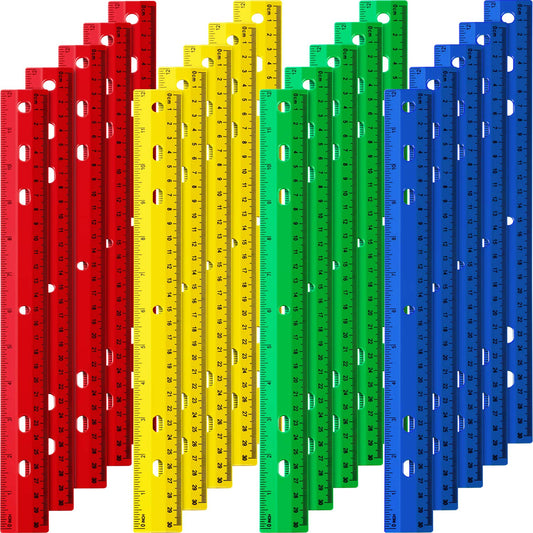 TaoBary 60 Pcs 12 Inch Plastic Ruler Bulk Plastic Ruler for Classroom Straight Rulers for Students Ruler with Inches and Centimeters for Students School Supplies