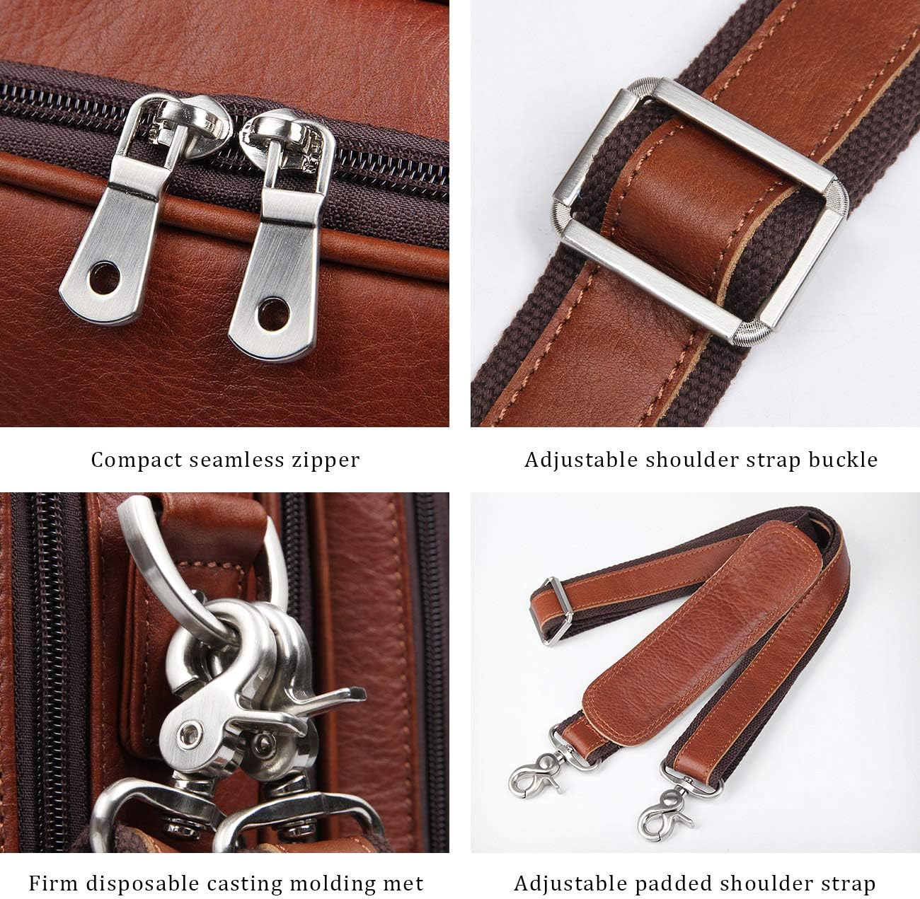 Augus Business Travel Briefcase Genuine Leather Duffel Bags for Men Laptop Bag fits 15.6 inches Laptop