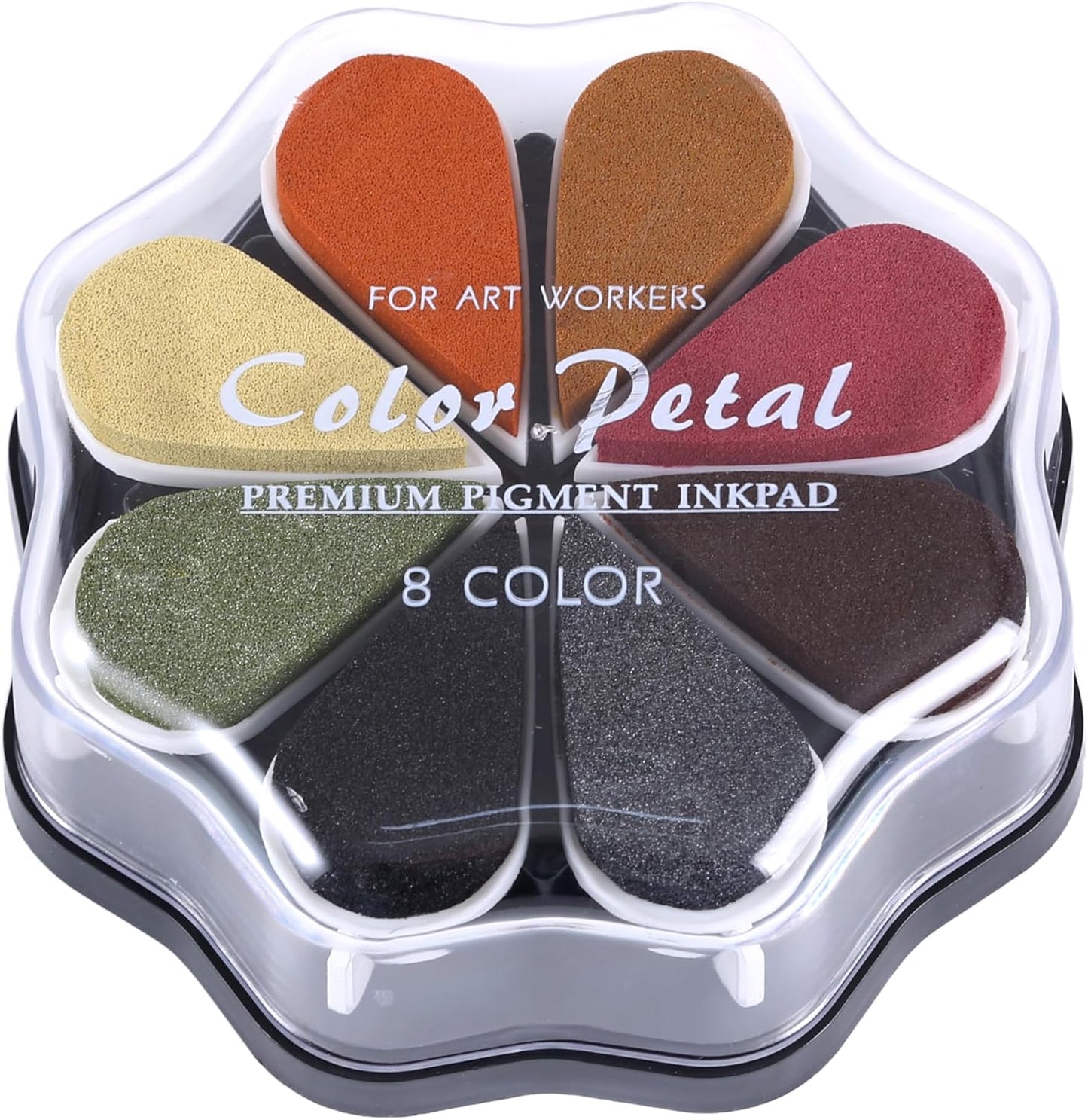 YPSelected 8 Assorted Multi Colours Waterdrop Shaped Craft Rubber Stamps Petal Ink Pads for Paper Wood Fabric (Set 1022)