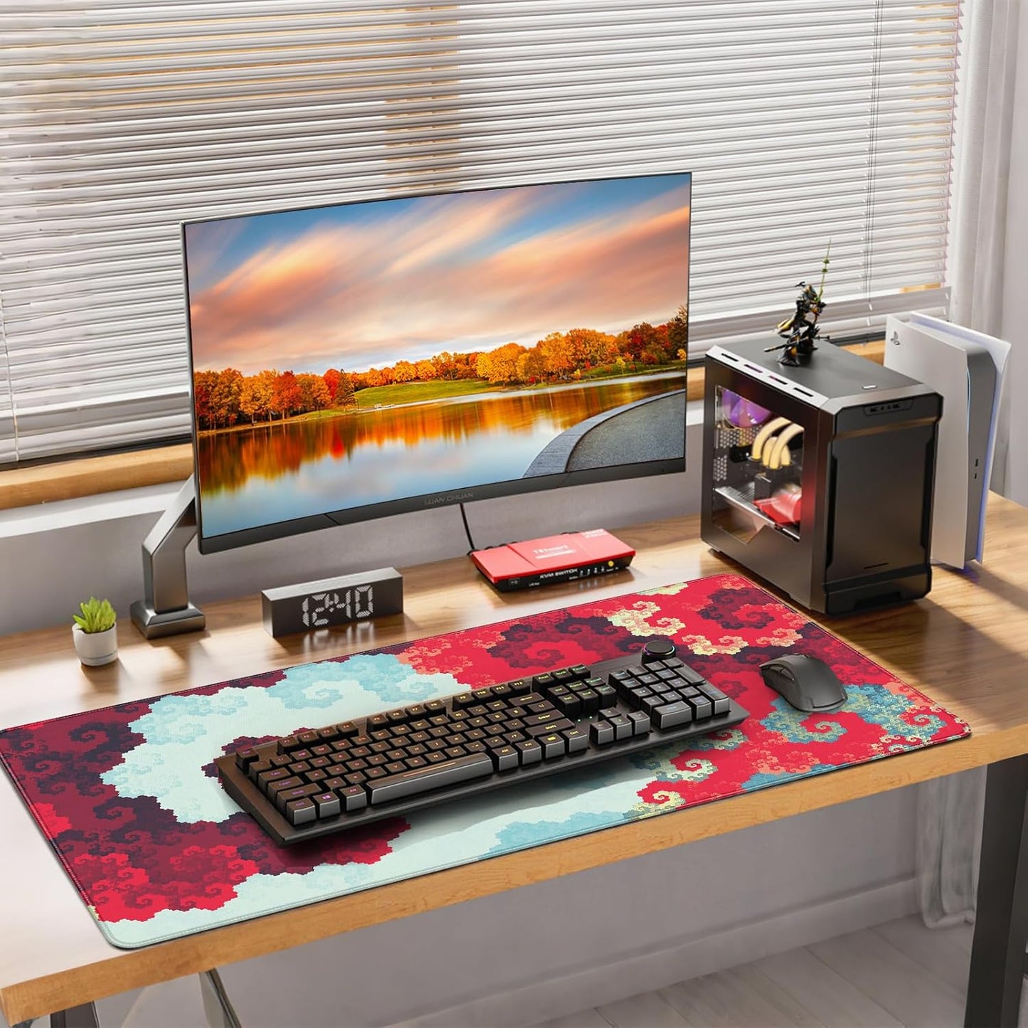 35.4 x 15.7 inches, Large Desktop Mouse pad, Keyboard and Mouse Pads for Work and Home Computers, and Large Laptop Mouse mat，Prairie and Flowers