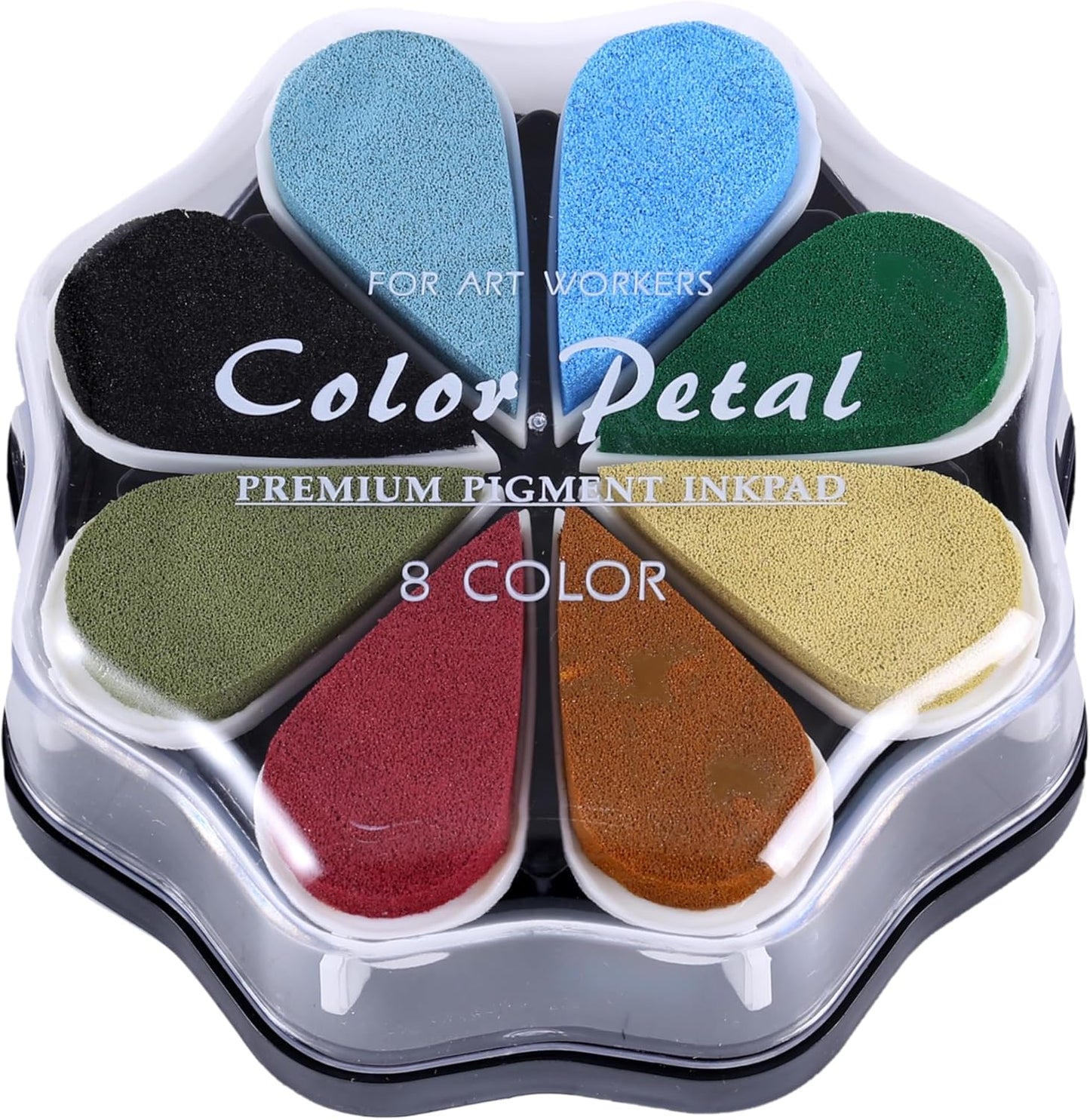 YPSelected 8 Assorted Multi Colours Waterdrop Shaped Craft Rubber Stamps Petal Ink Pads for Paper Wood Fabric (Set 1025)