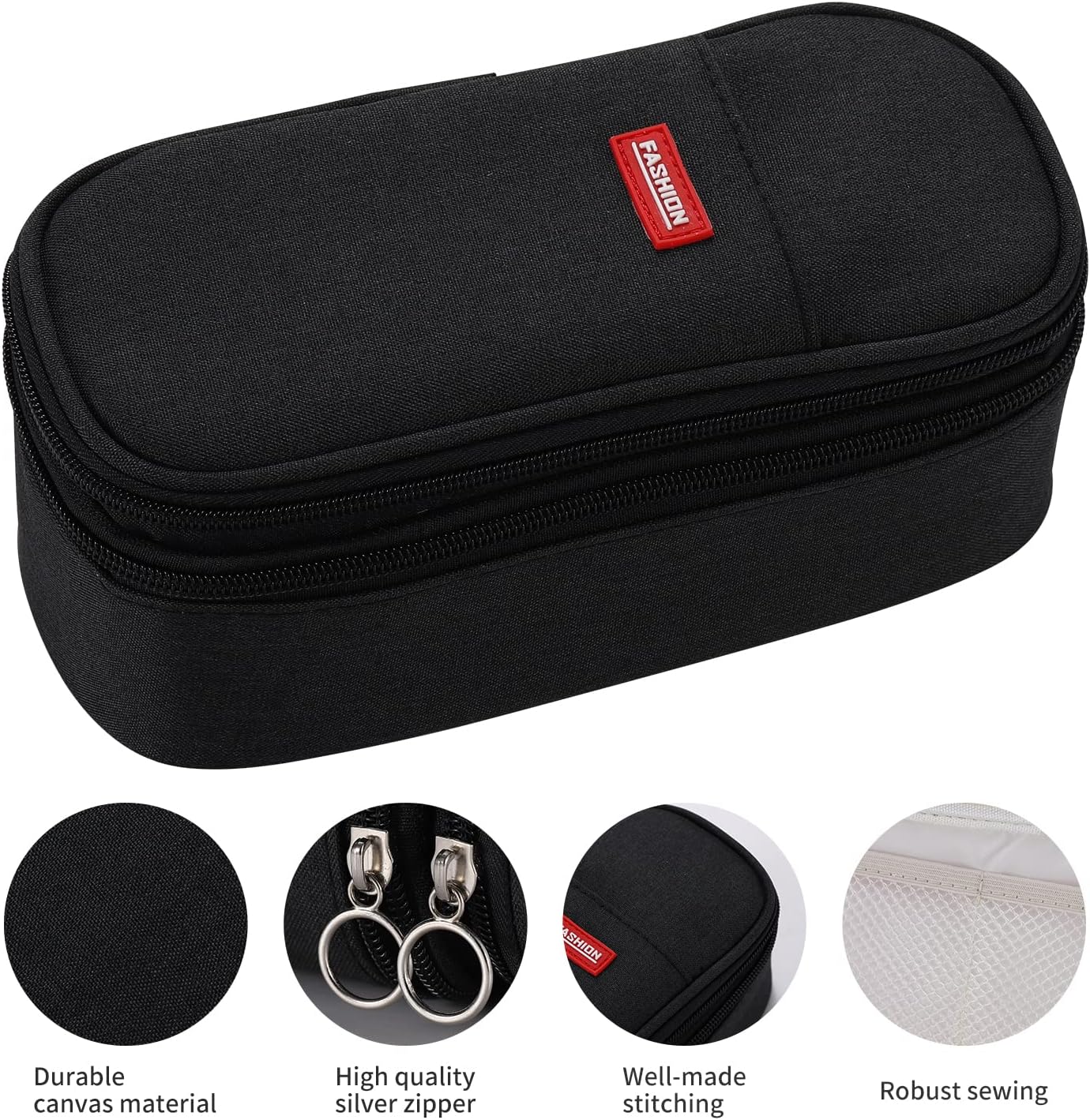 Big Pencil Case Large Capacity Pencil Bag with Zipper Pencil Pouch for Boys Girls Kids Adults Stationery Pencil Pen Case Organizer for School Office Black