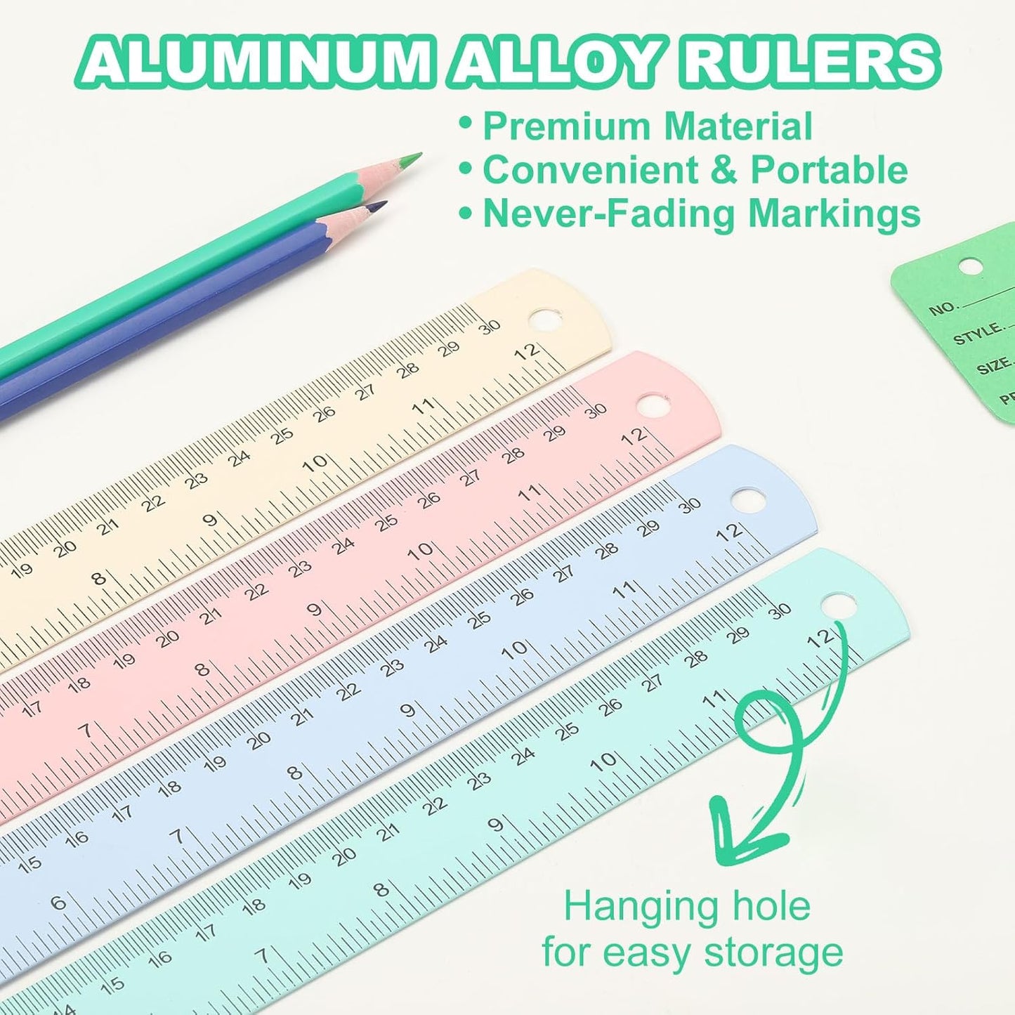 PATIKIL 15cm/6" Metal Ruler, 2 Pack Aluminum Alloy Rulers with Centimeters, Millimeters, Inches and Conversion Table Straight Edge Ruler for Writing Machinist Drafting, Blue