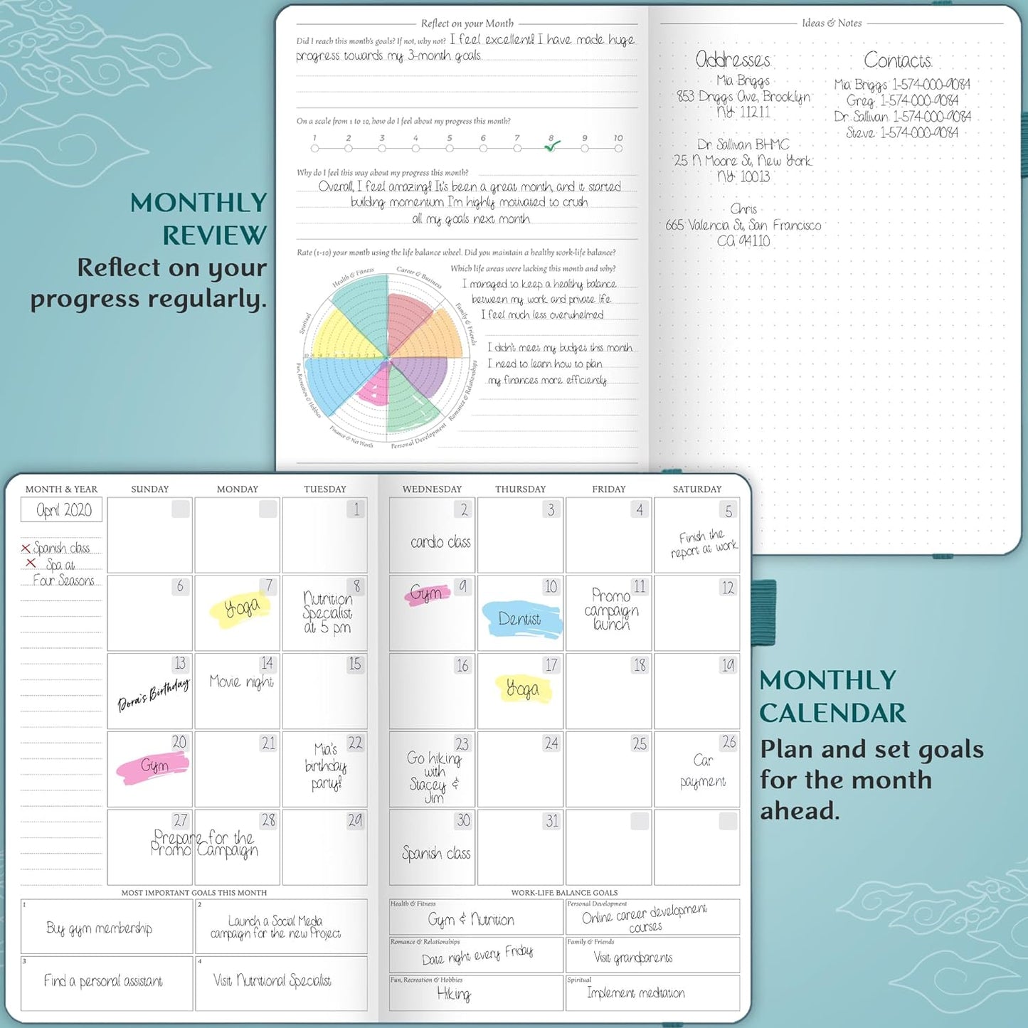 Legend Planner Hourly Schedule Edition – Deluxe Weekly & Daily Organizer with Time Slots. Time Management Appointment Book Journal for Work & Personal Life, Undated, A5 Hardcover – Dark Teal Gold