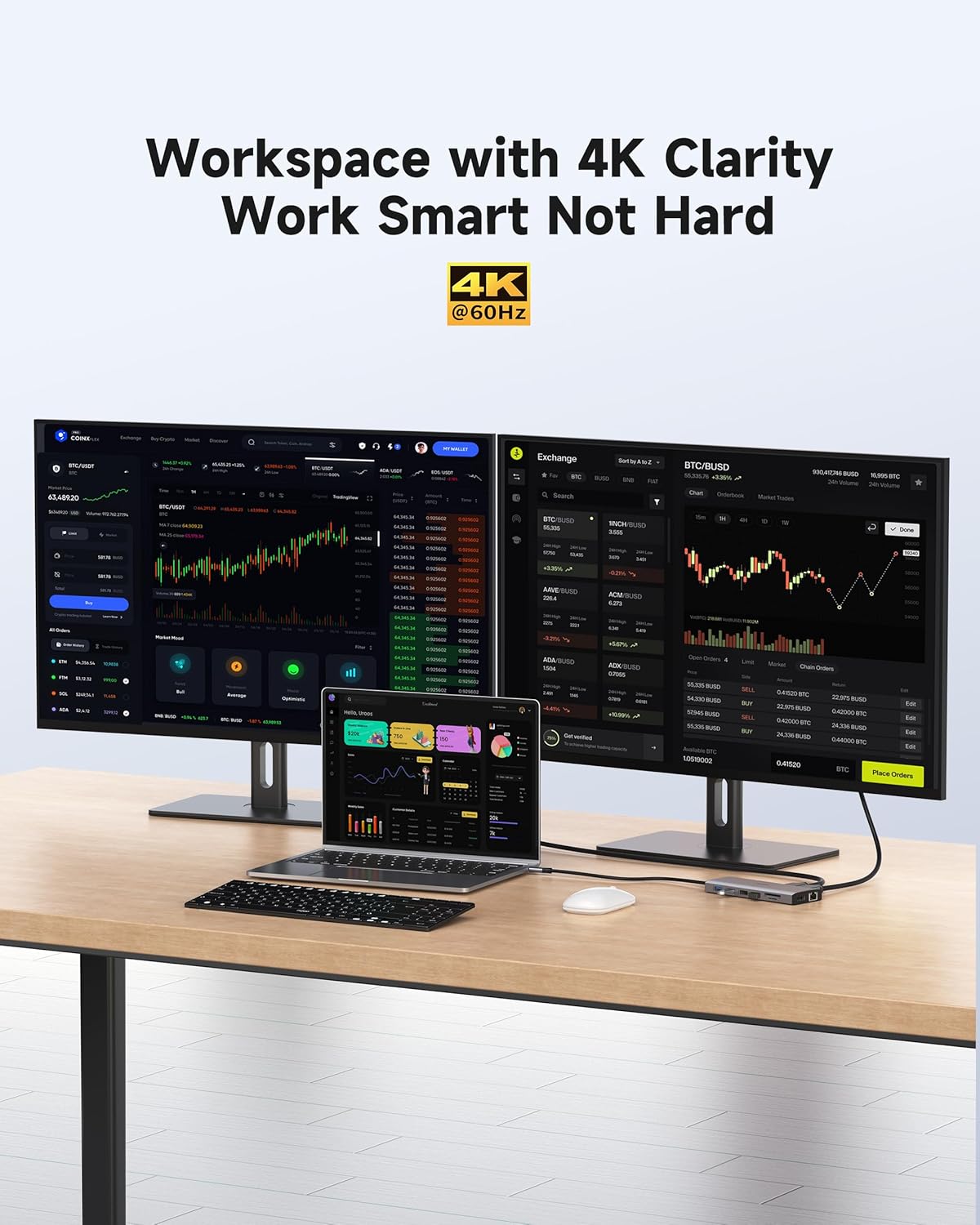 USB C Docking Station 3 Monitors 4K@60Hz, 14-in-1 Laptop Docking Station with 2 HDMI 4K@60Hz, DP 8K@30Hz/ 4K@144Hz, 3 USB 3.0, 2 USB 2.0, RJ45, Audio, PD 100W, USB-C HUB for Windows Laptop Accessories