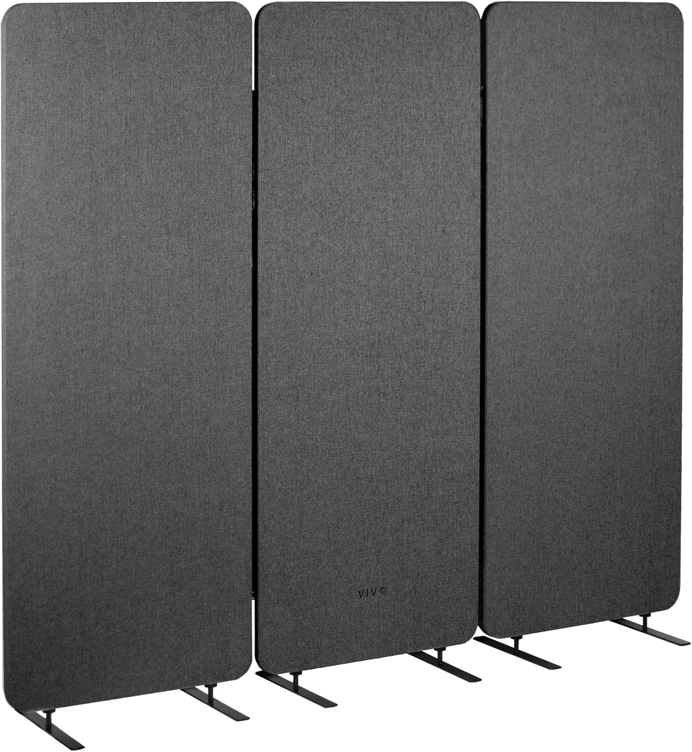 VIVO Freestanding 72 x 66 inch Privacy Panel, Cubicle Divider, Acoustic Wall Partition, x3 24 inch Panels, Dark Gray, PP-3-T072D
