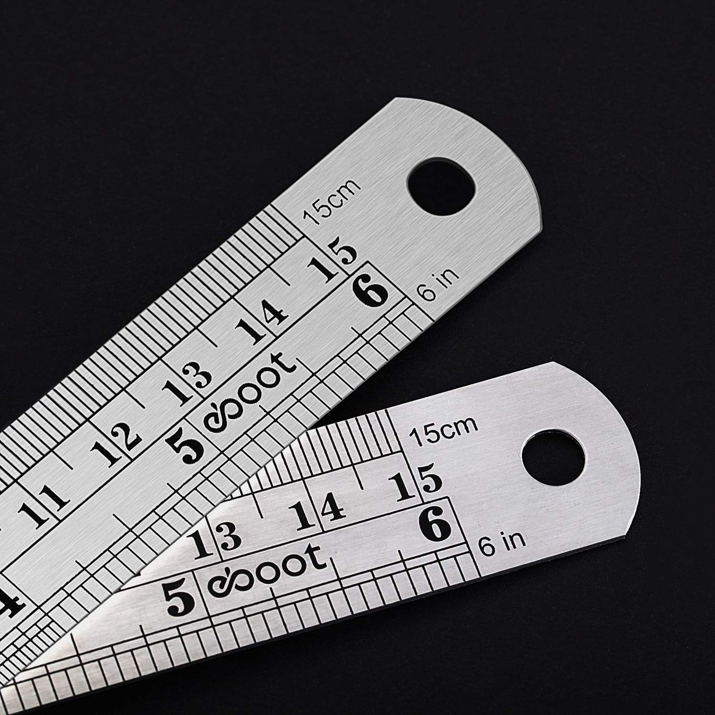 Stainless 2 Pack Steel Ruler 6 Inch Metal Rule Kit with Conversion TableC