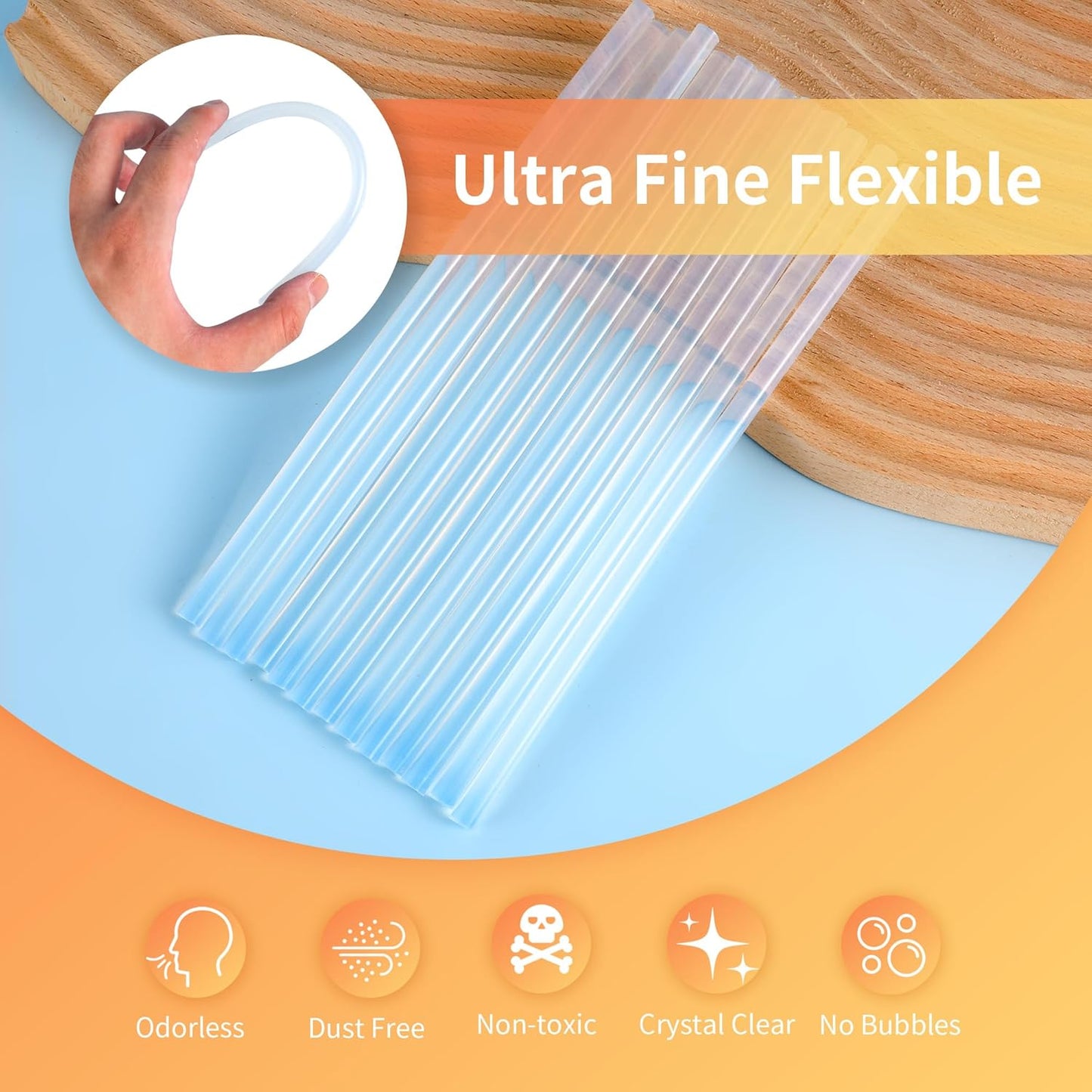 MATUFF Mini hot Glue Gun Sticks – 120 Pcs Clear hot Glue Sticks Dia 0.27” x 8” Long Mini Glue Stick, All-Purpose Glue Sticks Bulk for Crafting, Scrapbooking & More - Compatible with Most Glue Guns