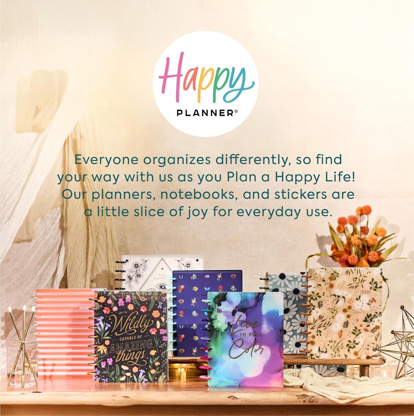 Happy Planner Disc-Bound Planner Jan.–Dec. 2026, Includes 3 Extra Months and 2 Sticker Sheets, Big Size, 8.5" x 11", Dashboard Layout, Star Lover