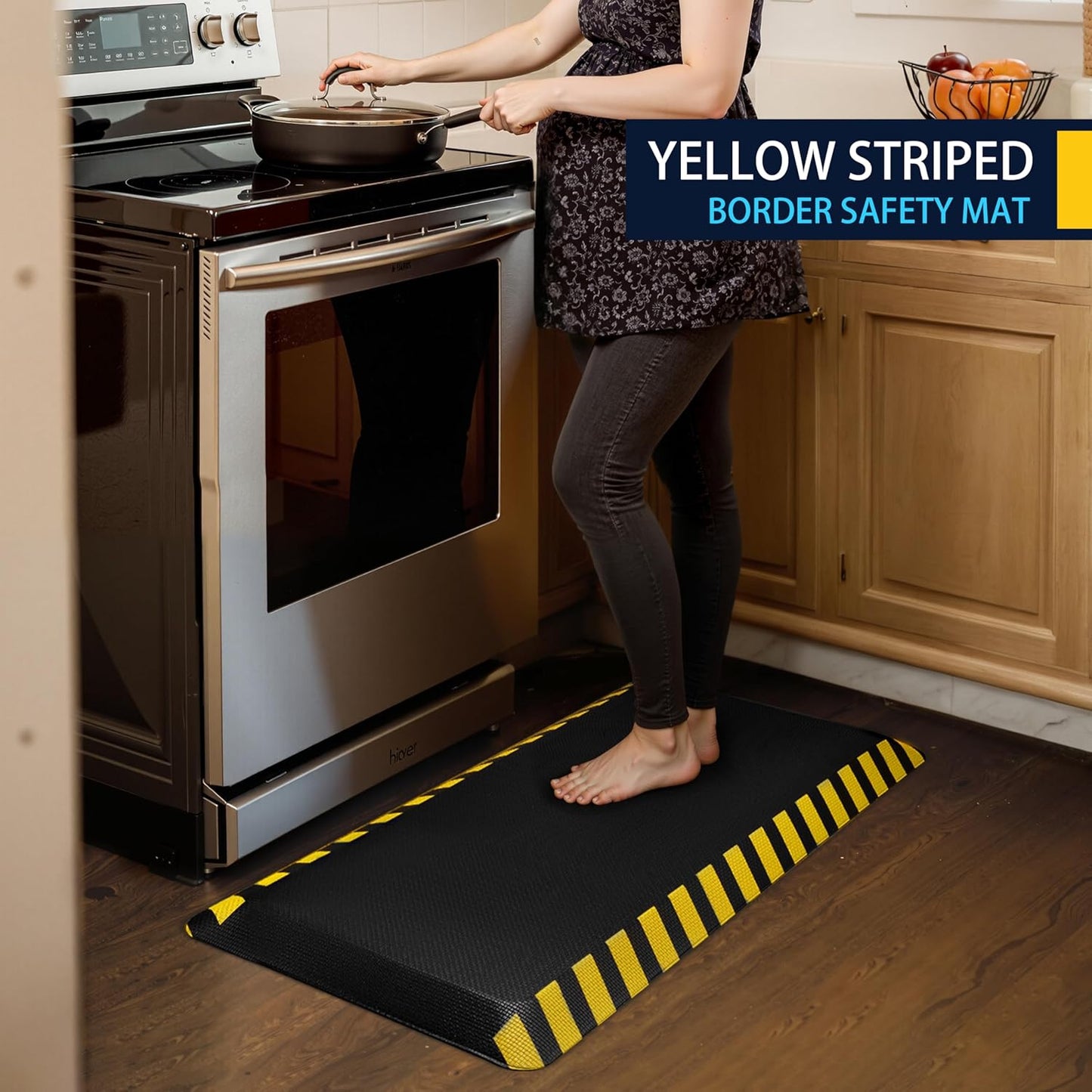 FEATOL Kitchen Mat for Floor, 9/10 Extra Thick Cushioned Anti Fatigue Floor Mat, Memory Foam Padded for Standing at Home, Kitchen, Garage, 20" x 48"-Support for Leg & Back Pain