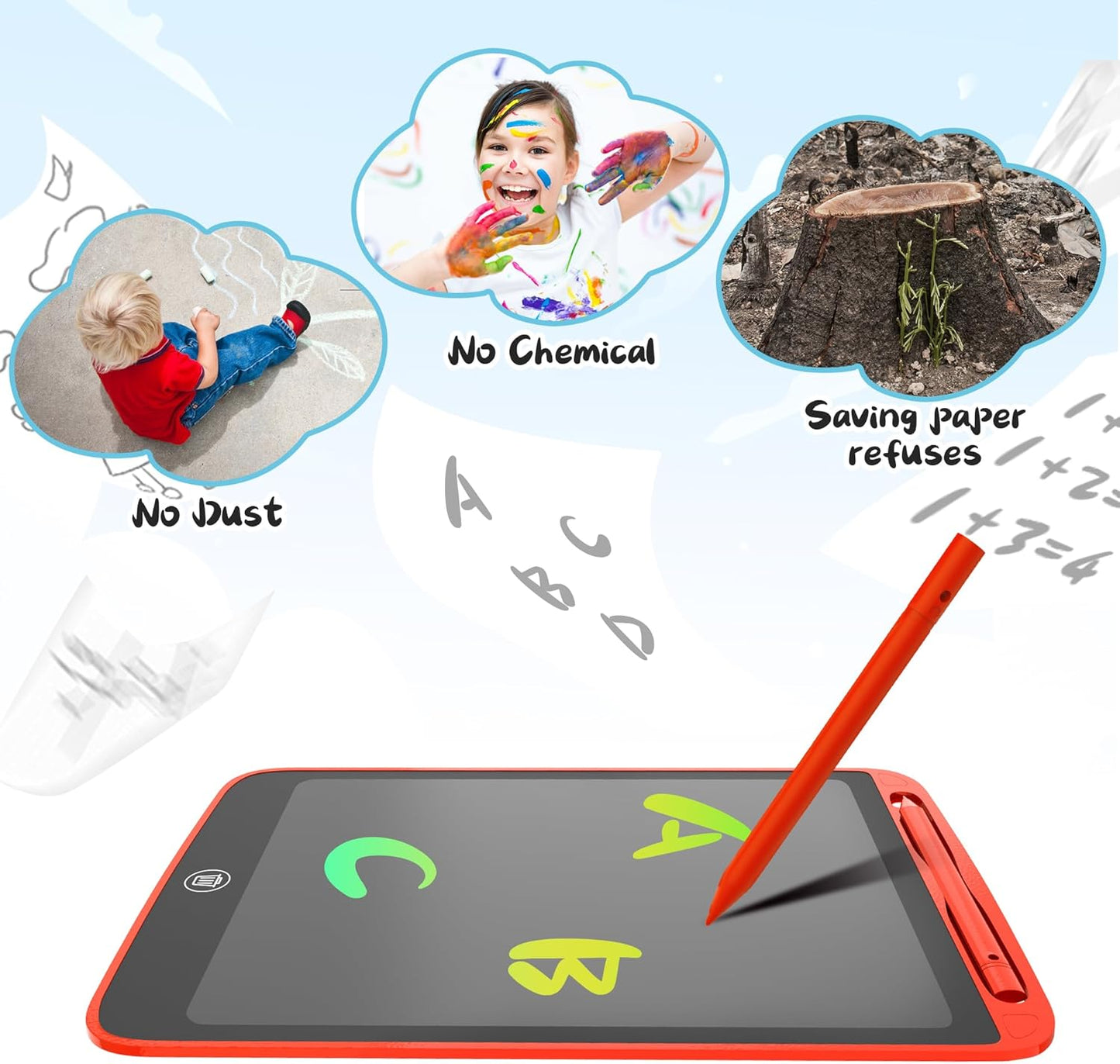 SOOOO LCD Writing Tablet for Kids 10 inch 2 Packs, Doodle Board, Drawing Tablet for Toddler Girls/Boys Toys Learning Drawing Toy for 3 4 5 6 7 Years Old Kids, Dark Blue and Red