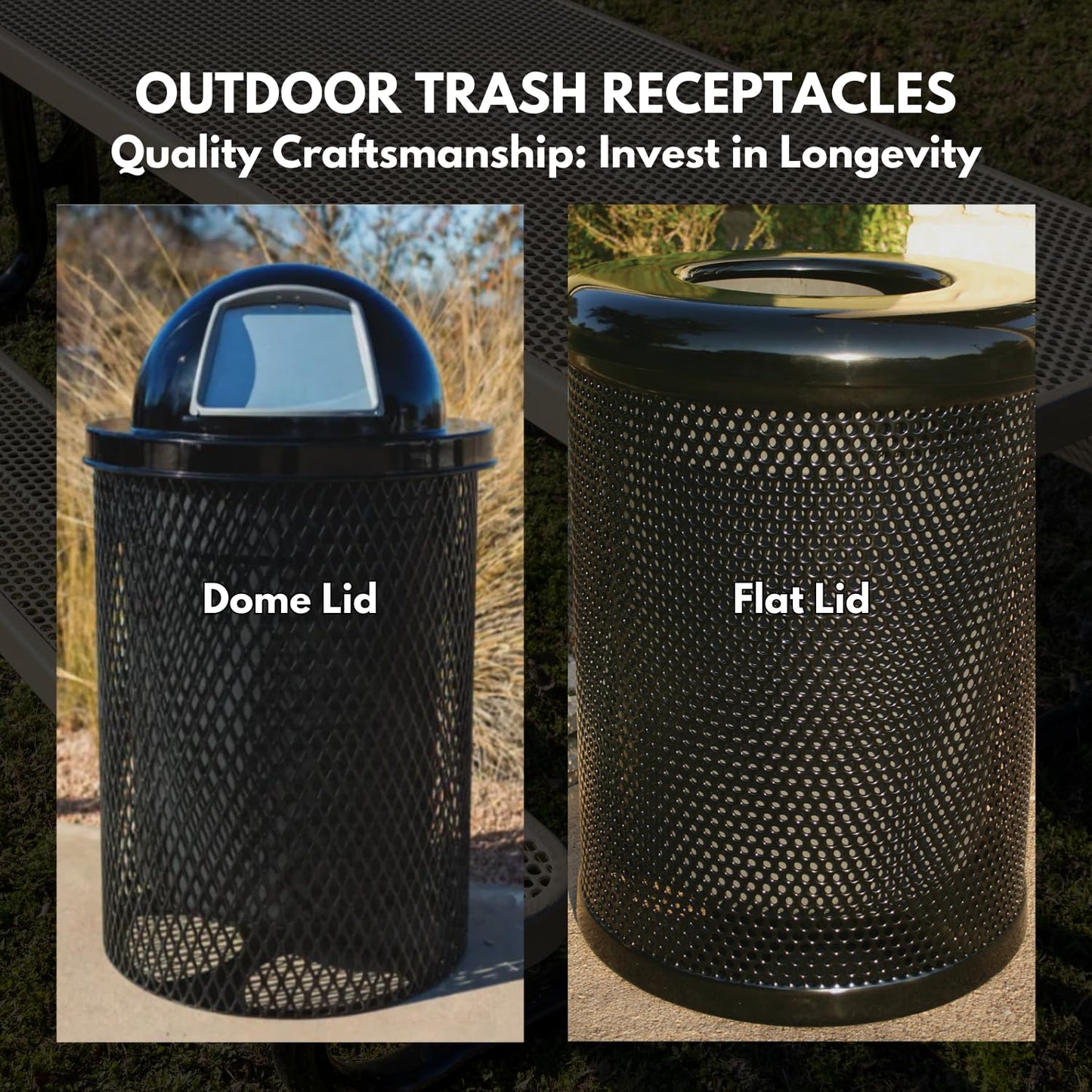 RFT-TXTPUR Heavy Duty Round Trash Receptacle with Flat Top, Liner Included, 32 Gallon, Textured Purple, Made in America