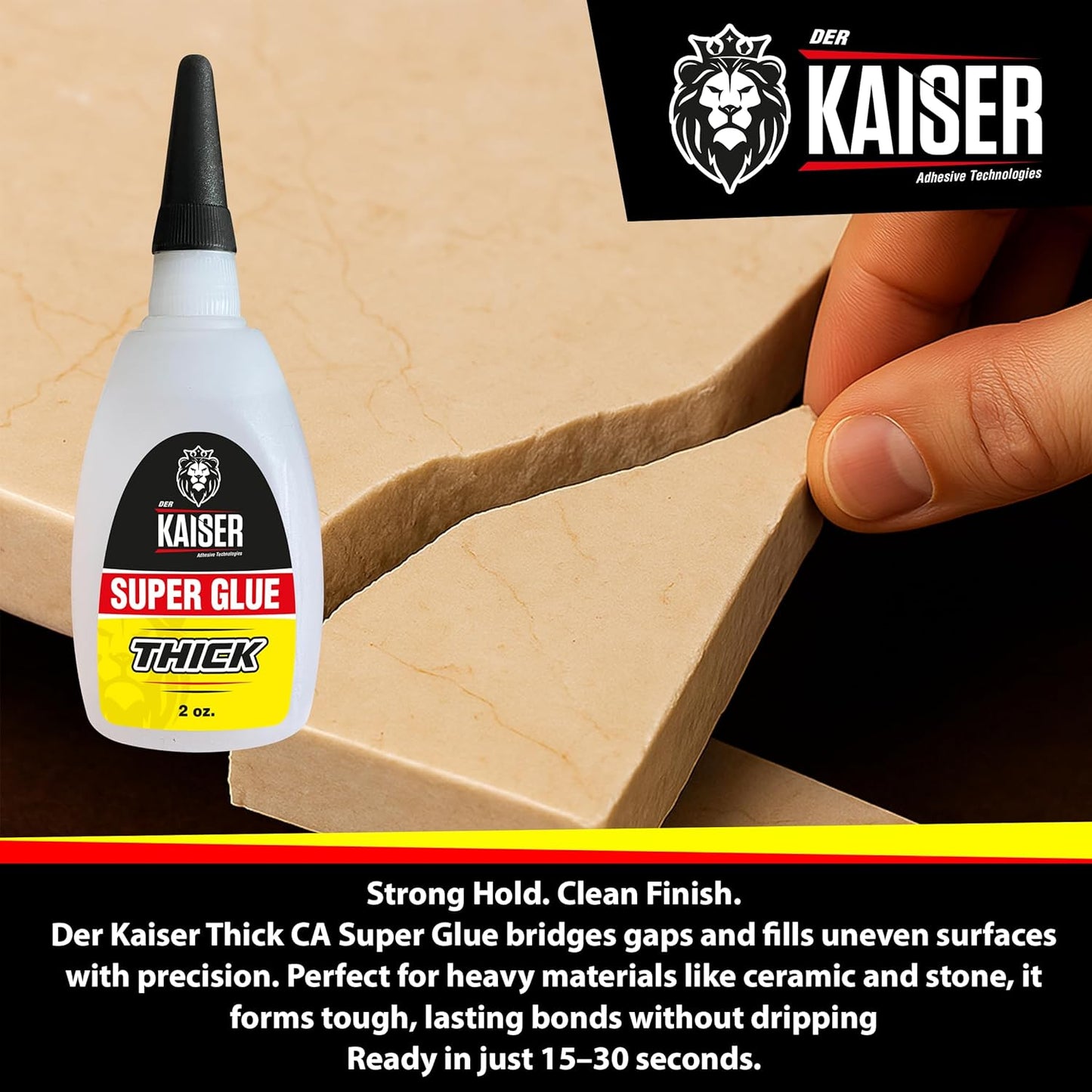 Thick Cyanoacrylate (CA) Super Glue – 2 Pack (2 x 2 oz Bottles) – Heavy-Duty Adhesive for Woodworking, Marble, and Repair Projects