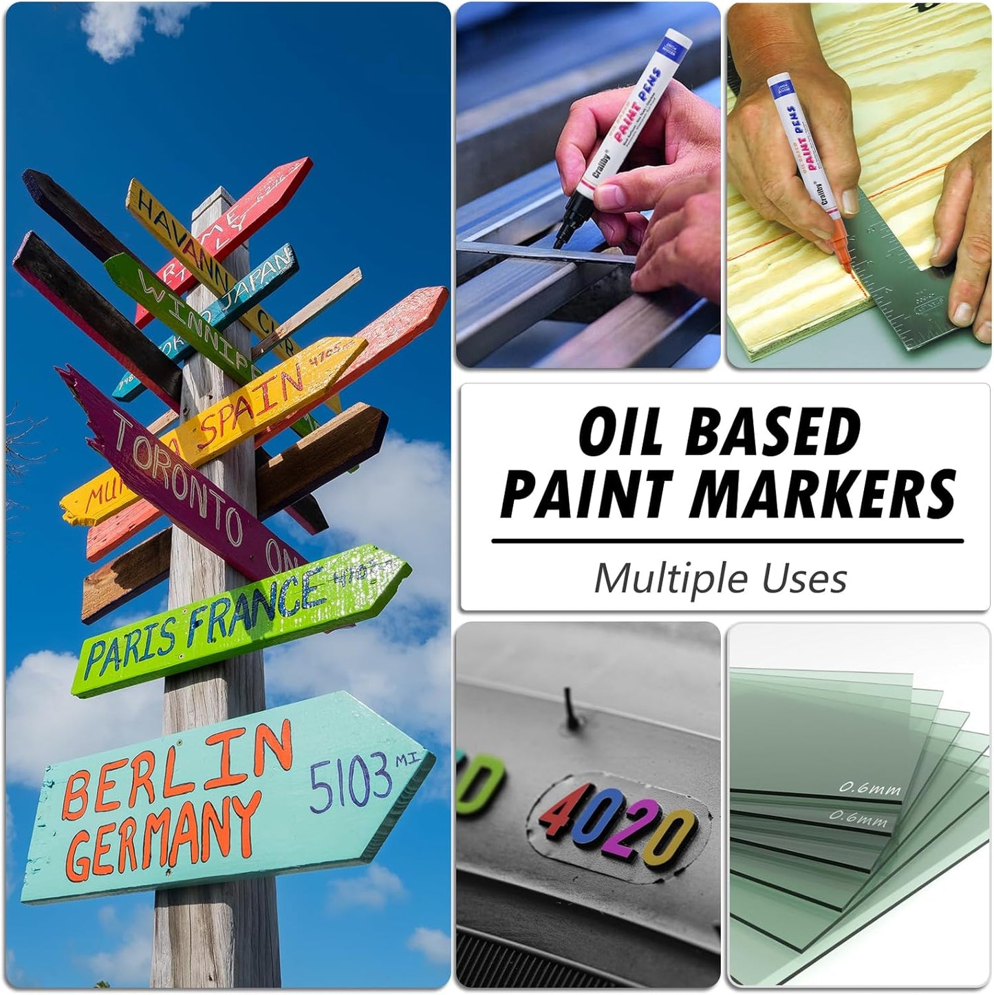 Brown Paint Markers, 3 Pack Oil-Based Waterproof Quick Dry Permanent Paint Pen Set for Rocks Painting, Wood, Fabric, Plastic, Canvas, Glass, Mugs, Metal, Tire, Stone, DIY Craft
