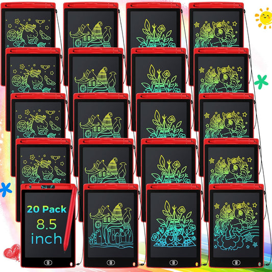 Zhehao 20 Pack LCD Writing Board for Kids, 8.5 Inches Doodle Reusable Screen Drawing Pad Erasable Painting Pads Educational Toy for 3-8 Years (Red)