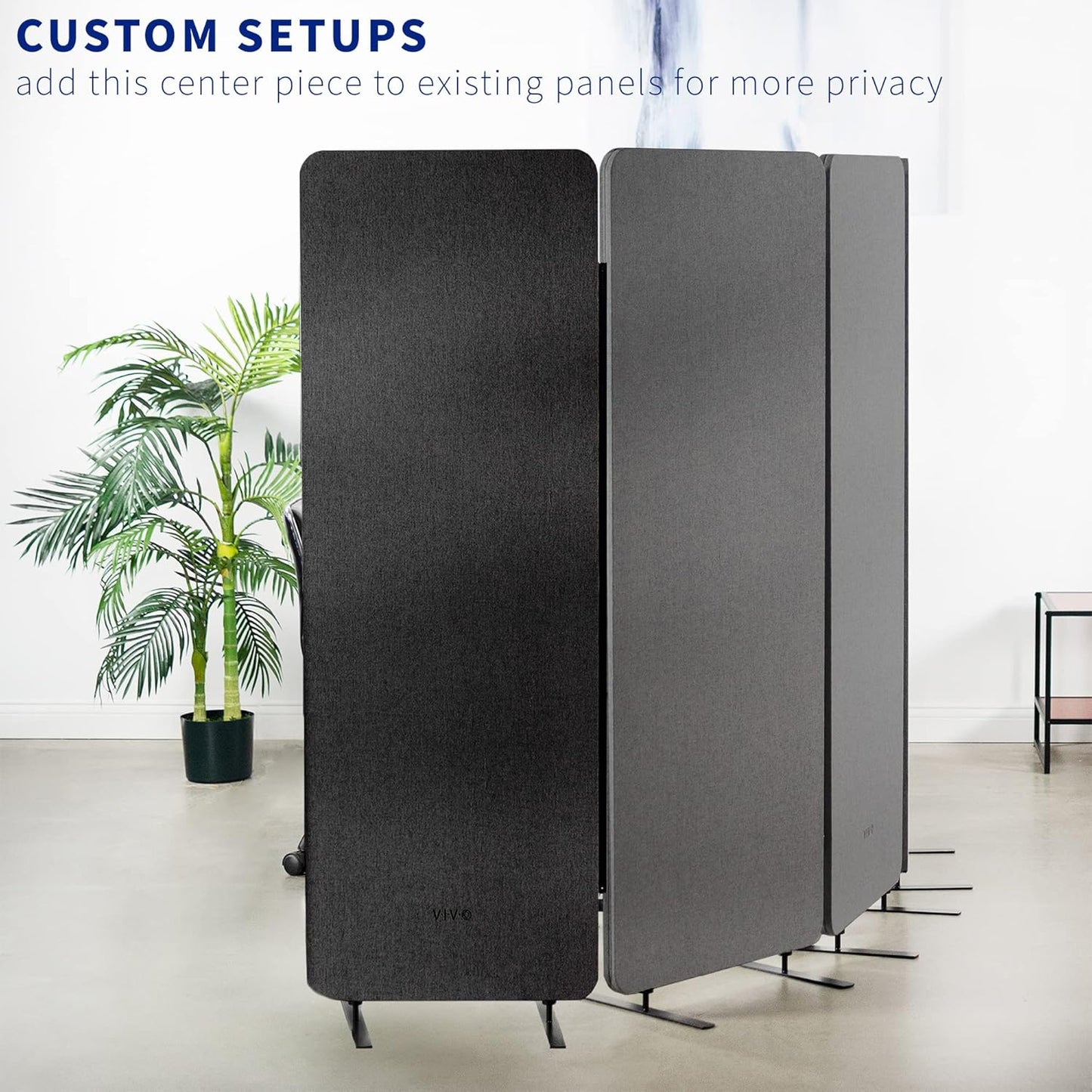 VIVO Freestanding 24 x 66 inch Privacy Panel, Cubicle Divider, Acoustic Wall Partition, Single 24 inch Panel with 2-Sided Zipper Attachment System, Dark Gray, PP-1-T024D