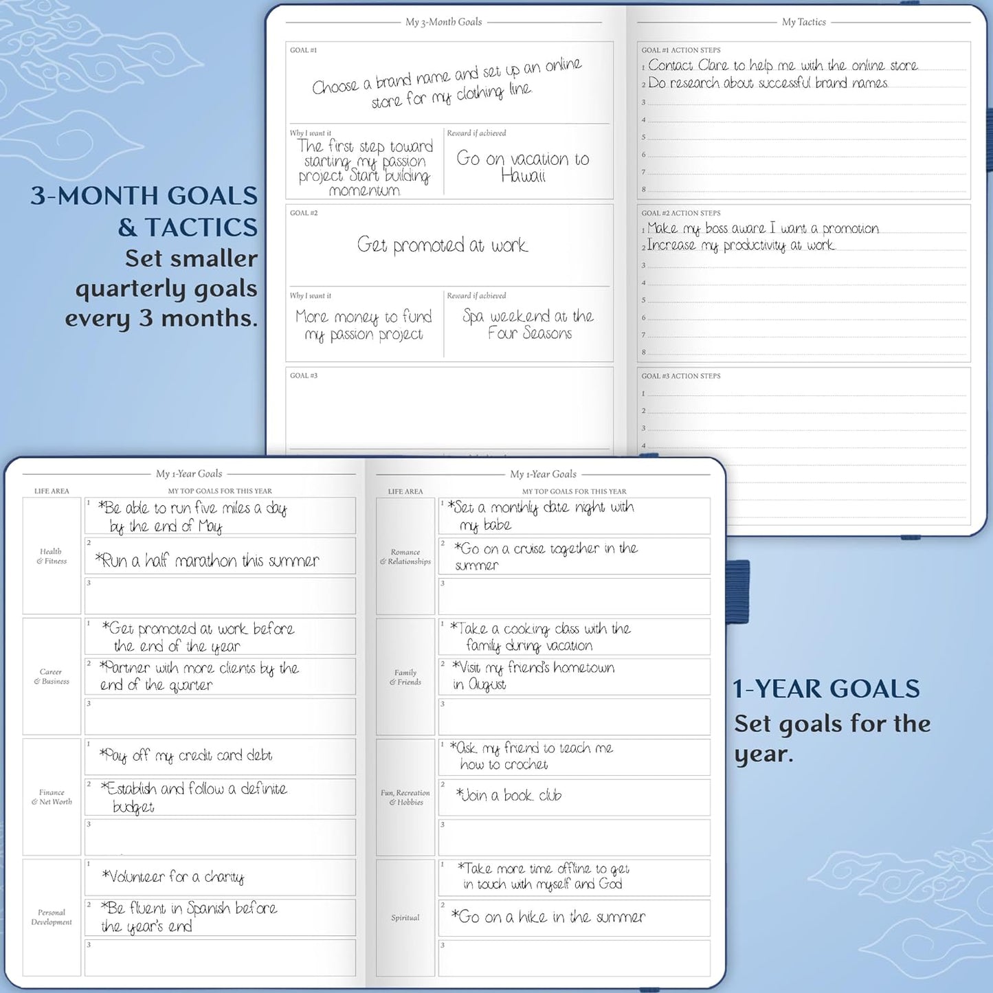 Legend Planner Hourly Schedule Edition – Deluxe Weekly & Daily Organizer with Time Slots. Time Management Appointment Book Journal for Work & Personal Life, Undated, A5 Hardcover – Blue Debossed