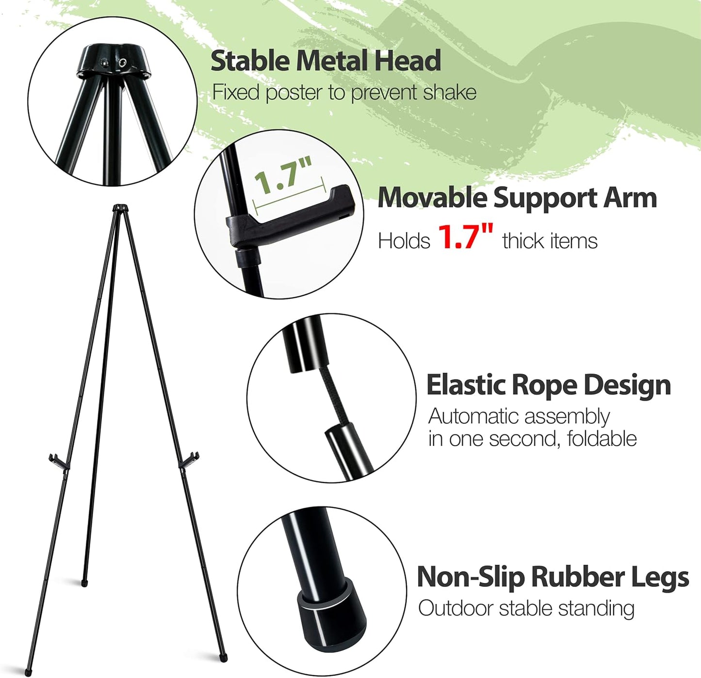 63" Display Easel Stand - 6Packs Art Easels for Wedding Sign Poster Stand Folding Floor Adjustable Metal Black Easel Instant Tripod Easel for Painting Wedding Welcome Sign Stand