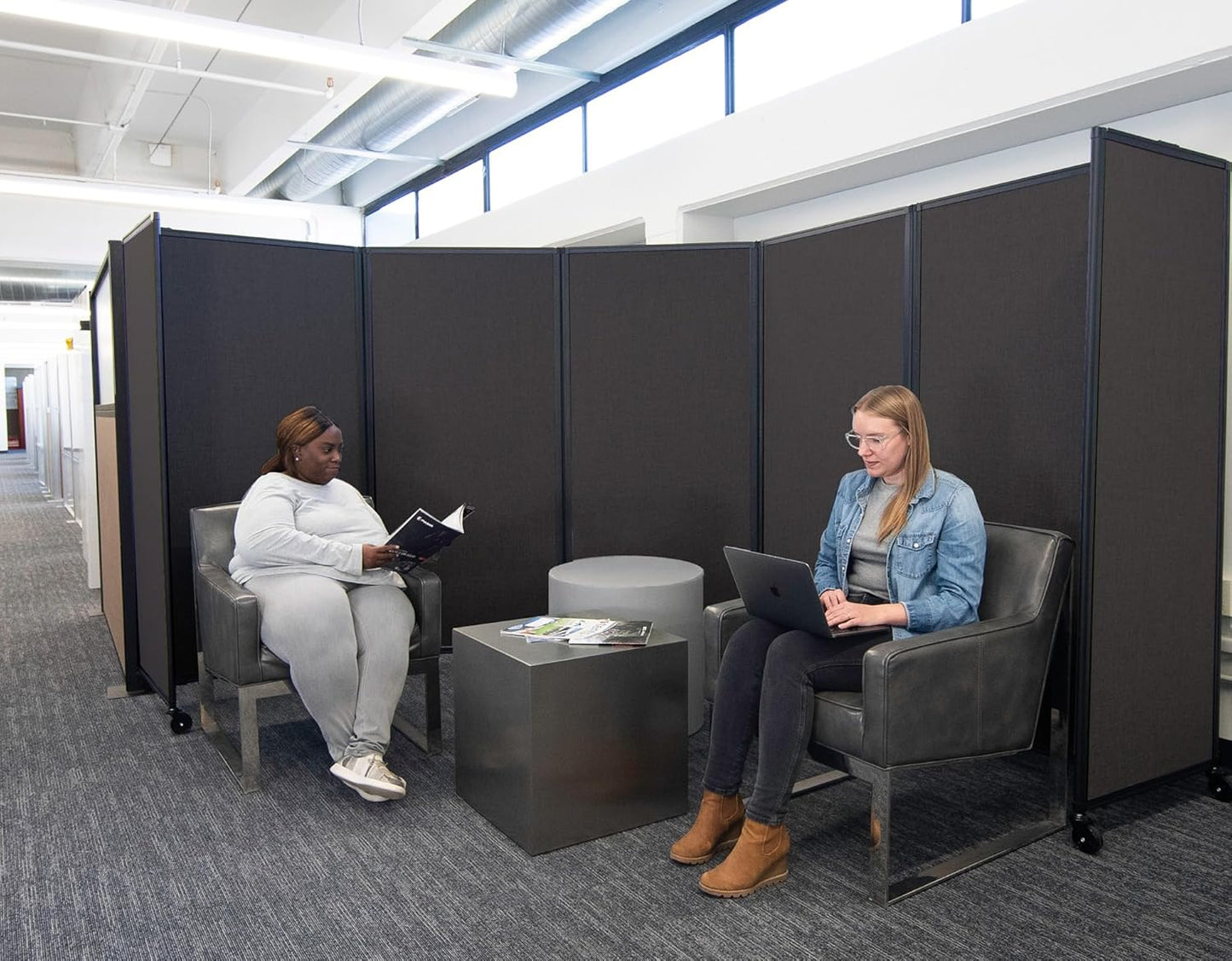 Versare Room Divider 360 Portable Wall Partition | Folding Panels | Large Freestanding Divider | Locking Wheels | Temporary Room Separator