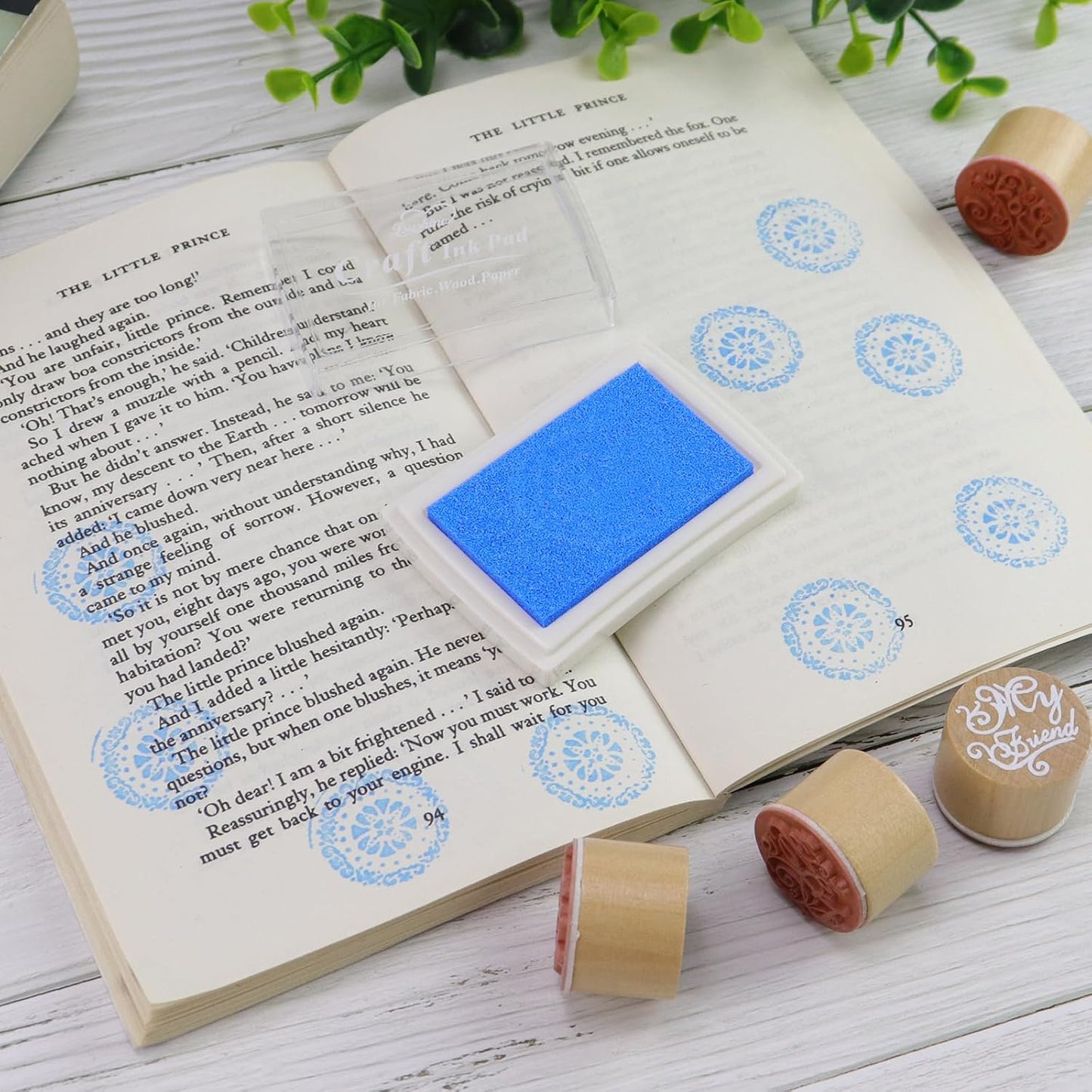 Craft Ink Pad for Rubber Stamps, Paper, Wooden, Fabric, Scrapbooking, Non-Toxic Finger Ink Pads for Kids (Light Blue)