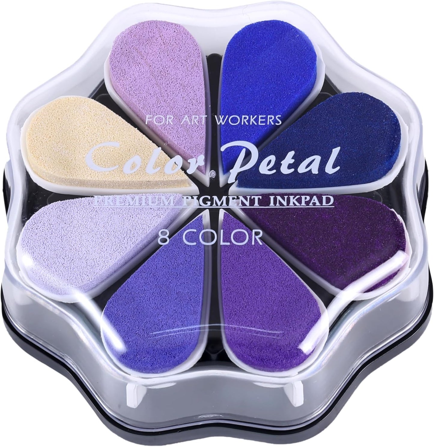 YPSelected 8 Assorted Multi Colours Waterdrop Shaped Craft Rubber Stamps Petal Ink Pads for Paper Wood Fabric (Set 1019)